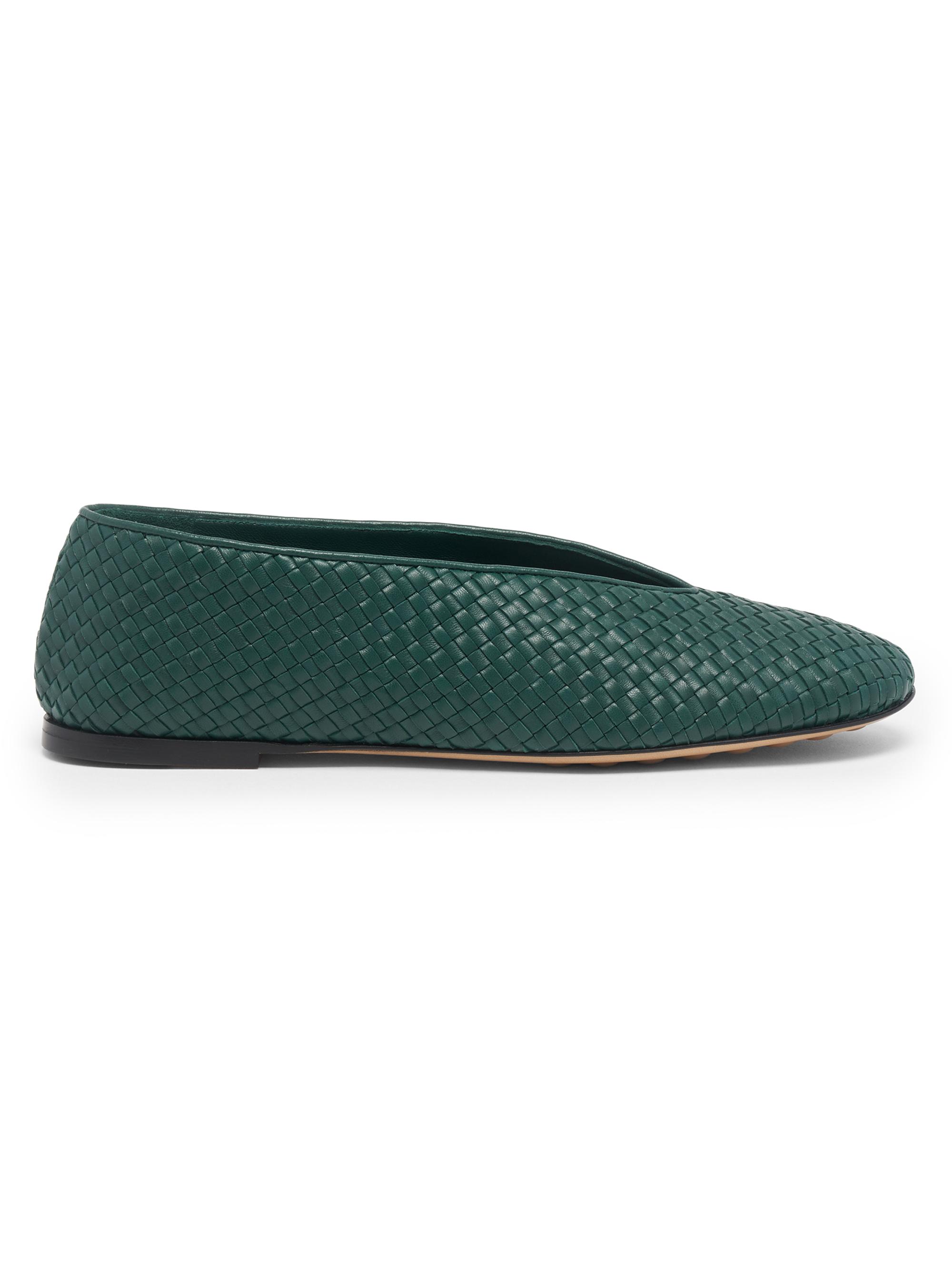 Bottega Veneta Women's Rosa Intrecciato Leather Flats - New Emerald Green | Thumbnail 8
