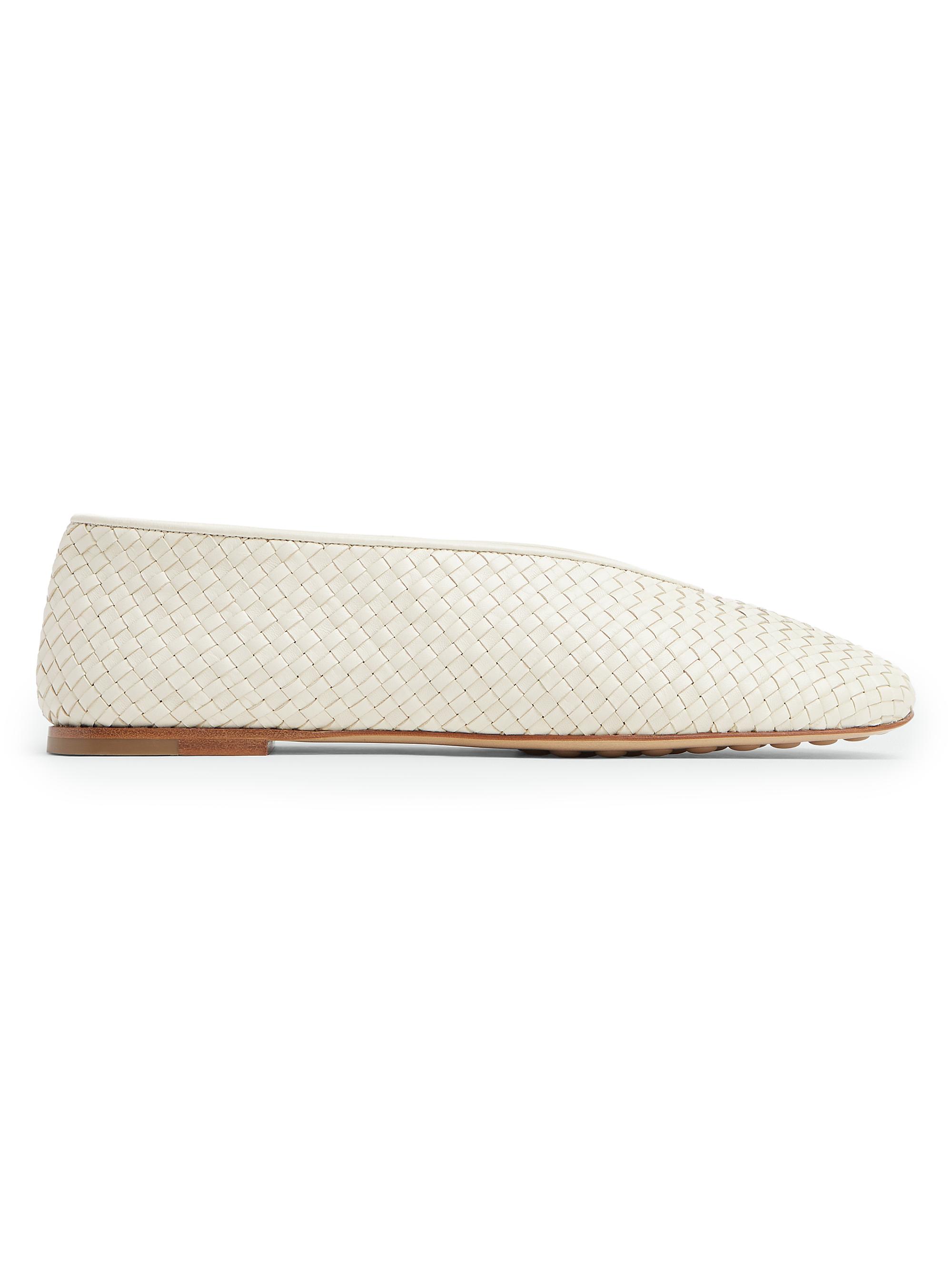 Bottega Veneta Women's Rosa Intrecciato Leather Flats - Sea Salt