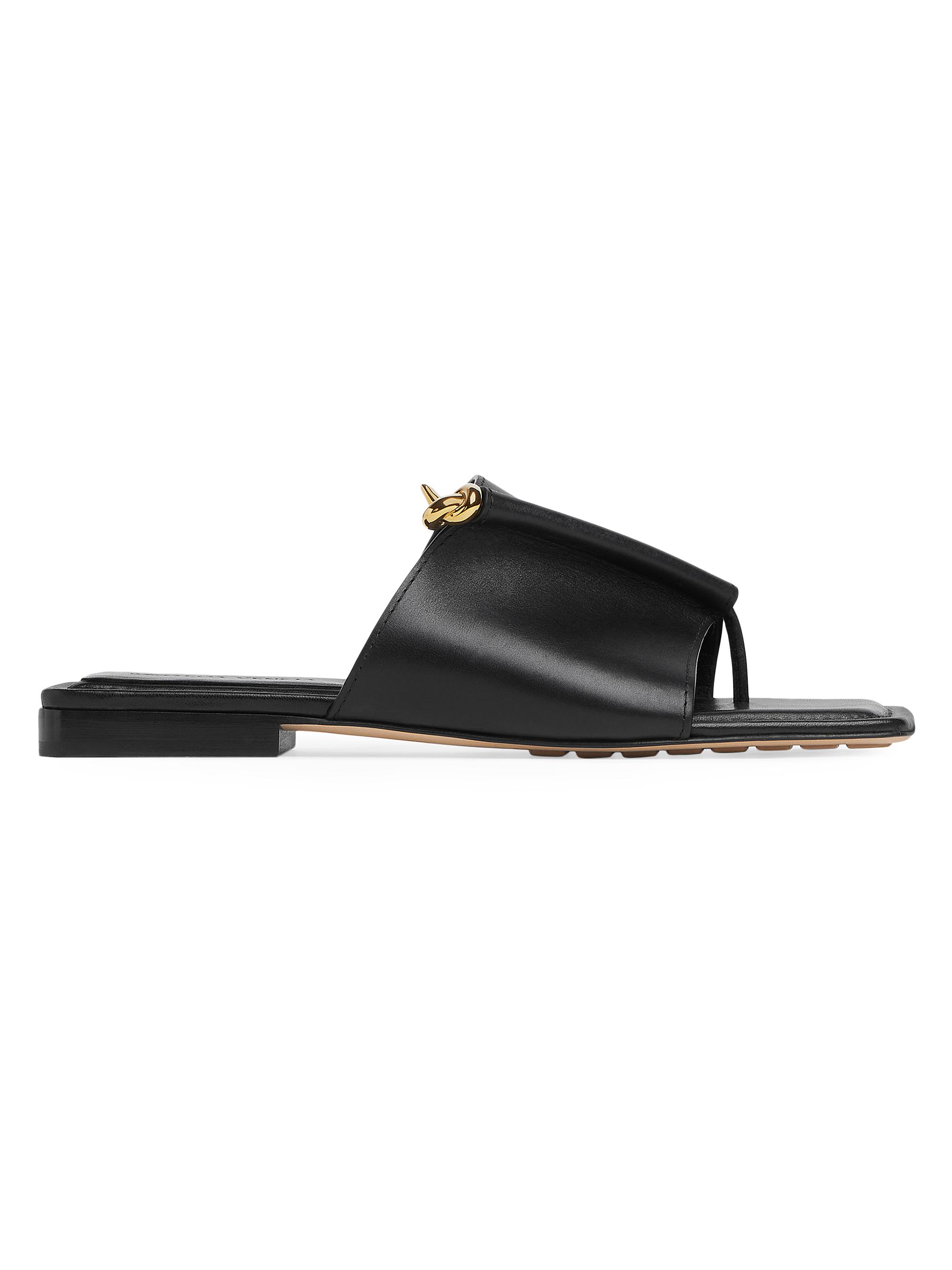 Bottega Veneta Solstice Knot Leather Flat Sandals | Saks Fifth Avenue
