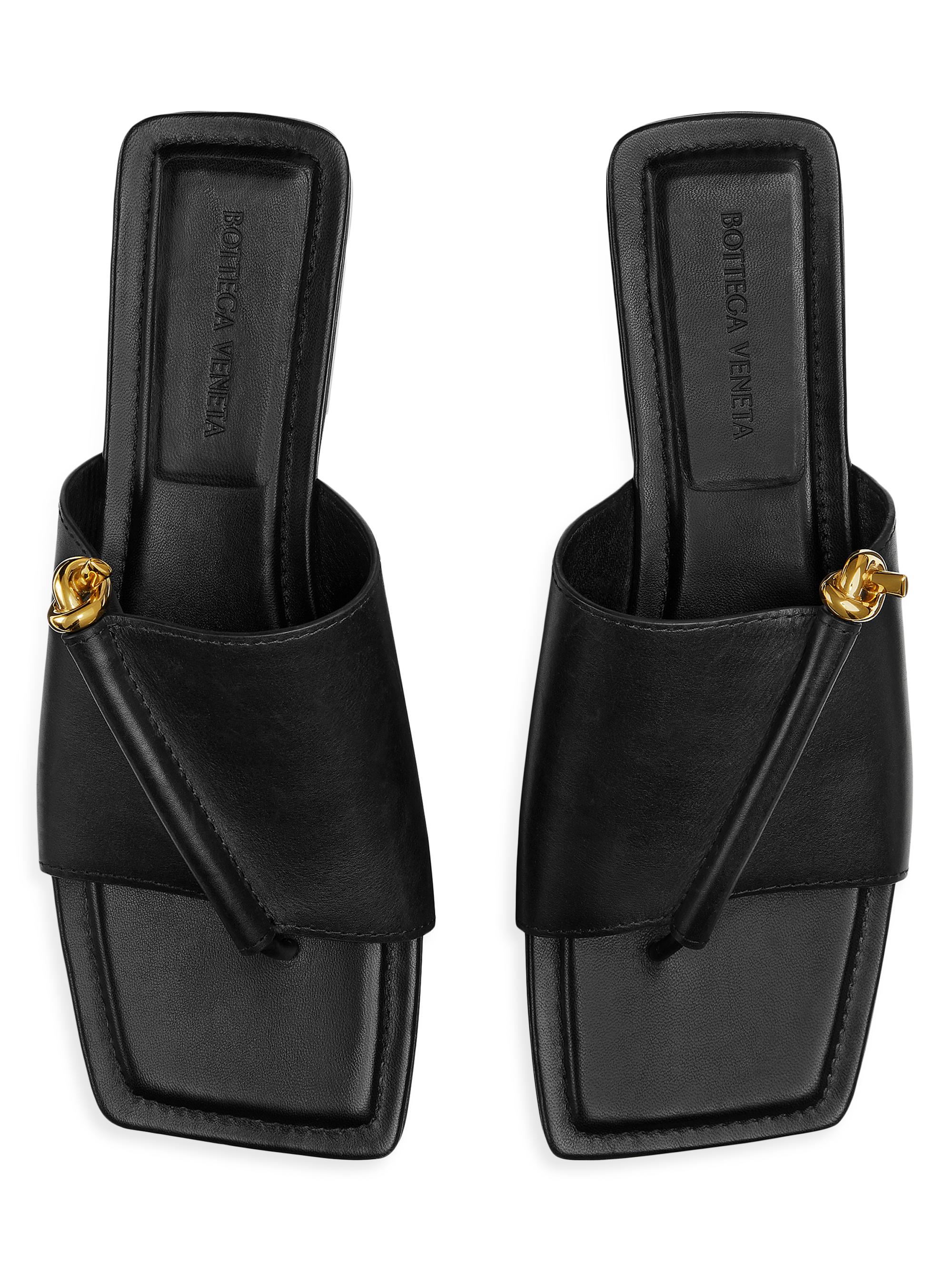 Bottega Veneta Solstice Knot Leather Flat Sandals | Saks Fifth Avenue
