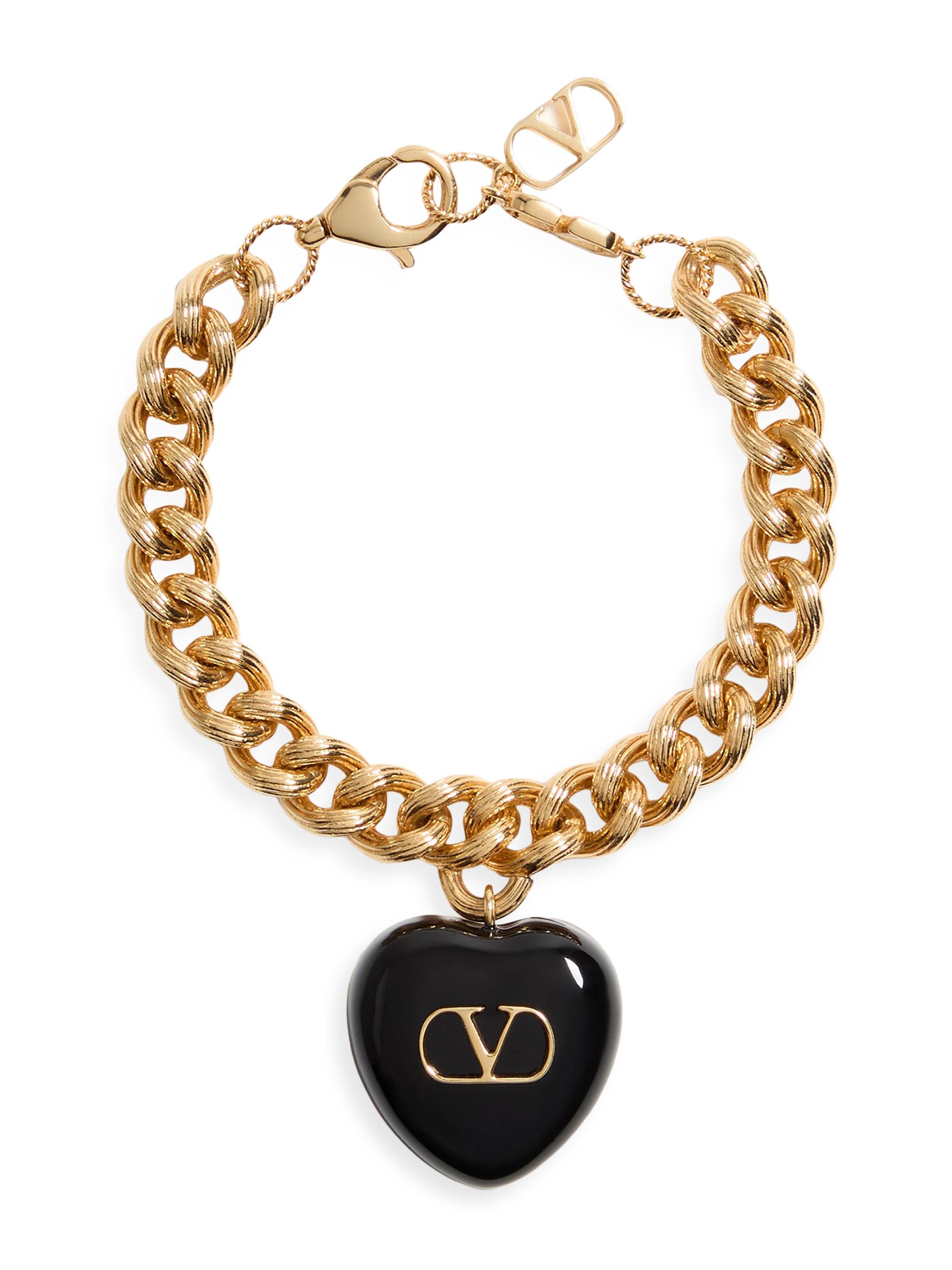 Valentino Garavani Women's Coeur Royal Metal and Enamel Bracelet - Gold Black