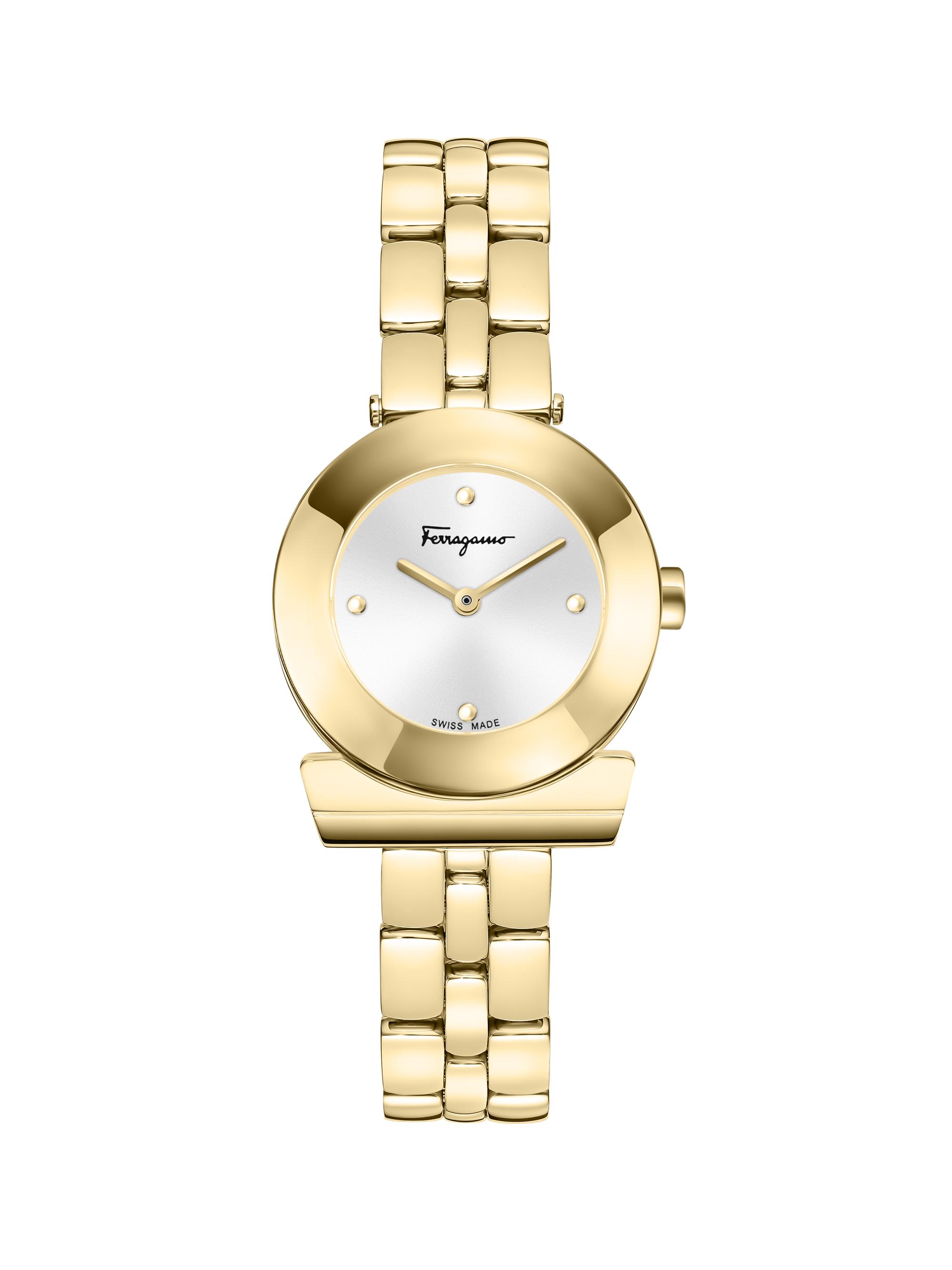 FERRAGAMO Men's Gancino Yellow Gold Bracelet Watch/27MM - Gold White