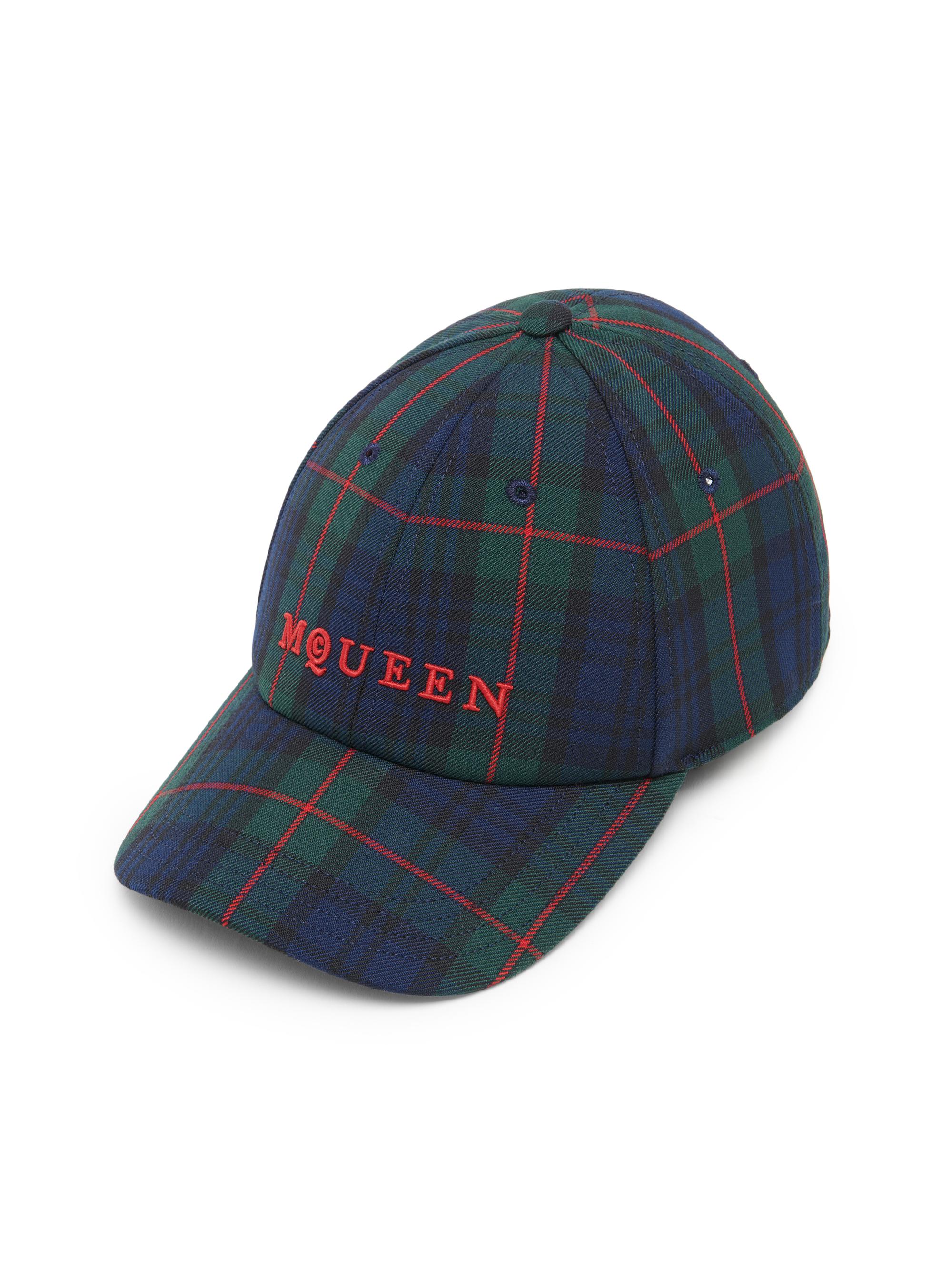 McQueen Men's Logo Check Wool-Blend Hat - Navy Red