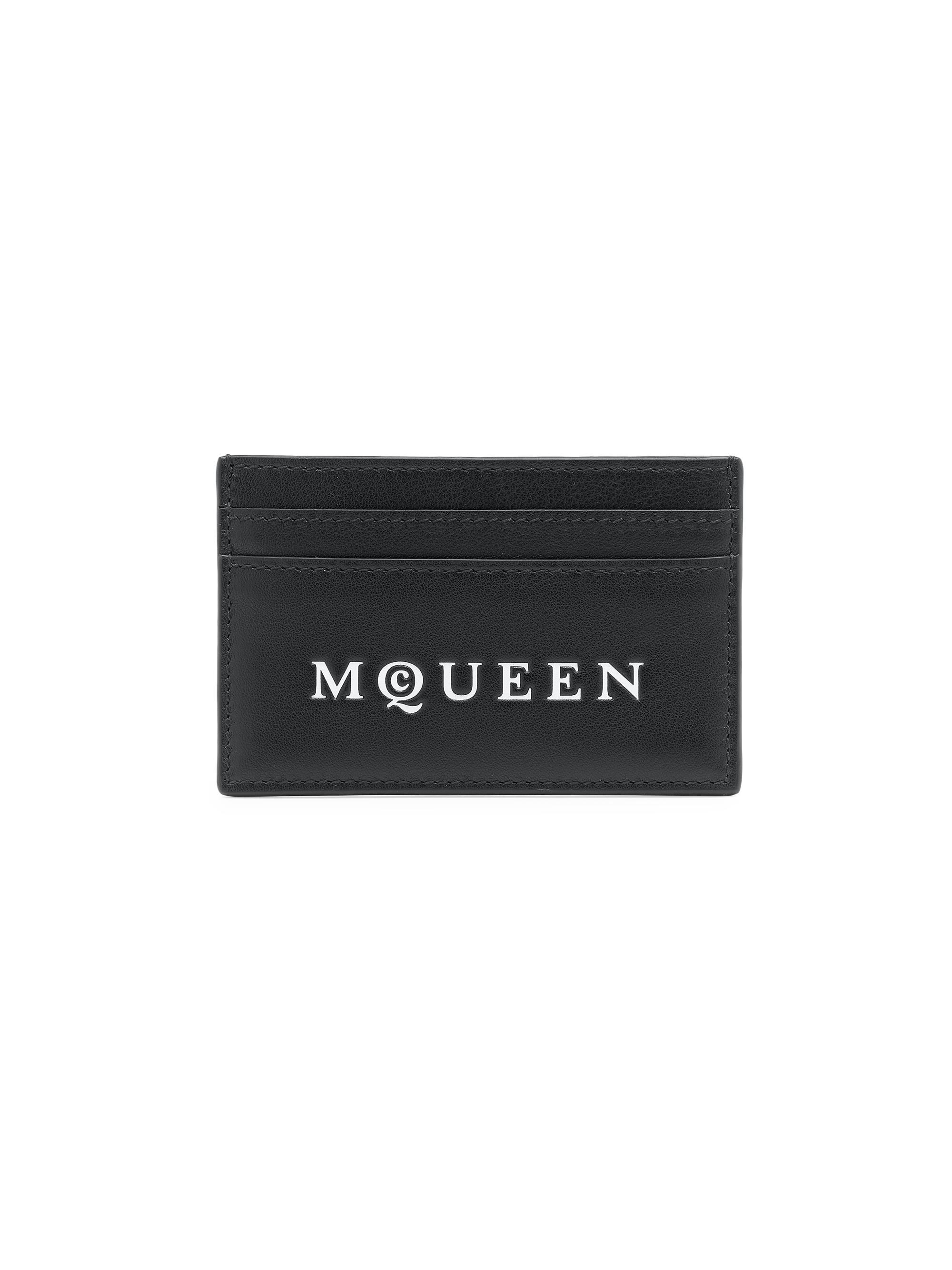 McQueen Men's Logo Leather Card Case - Black Bone