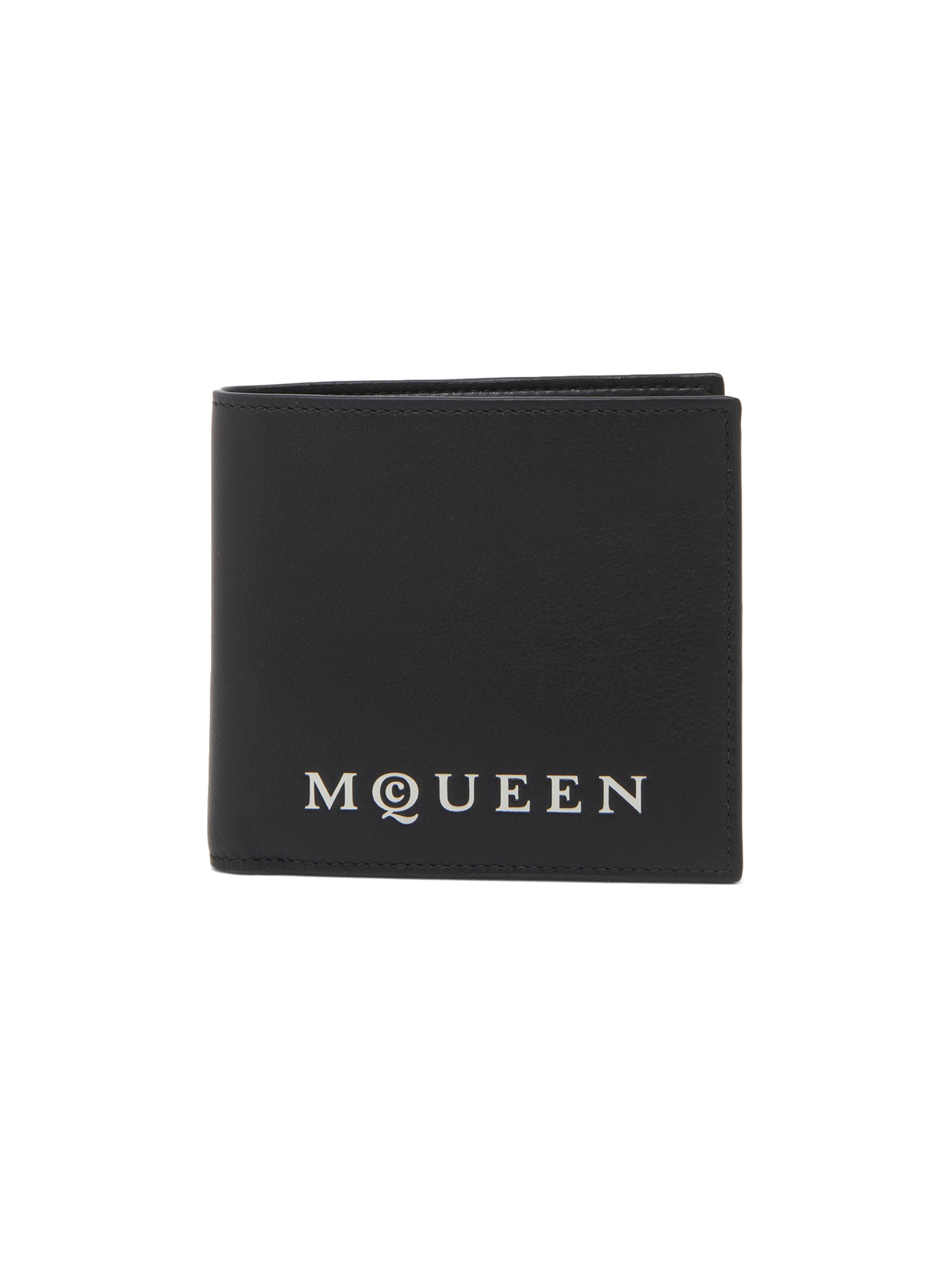 McQueen Men's Logo Leather Bifold Wallet - Black Bone