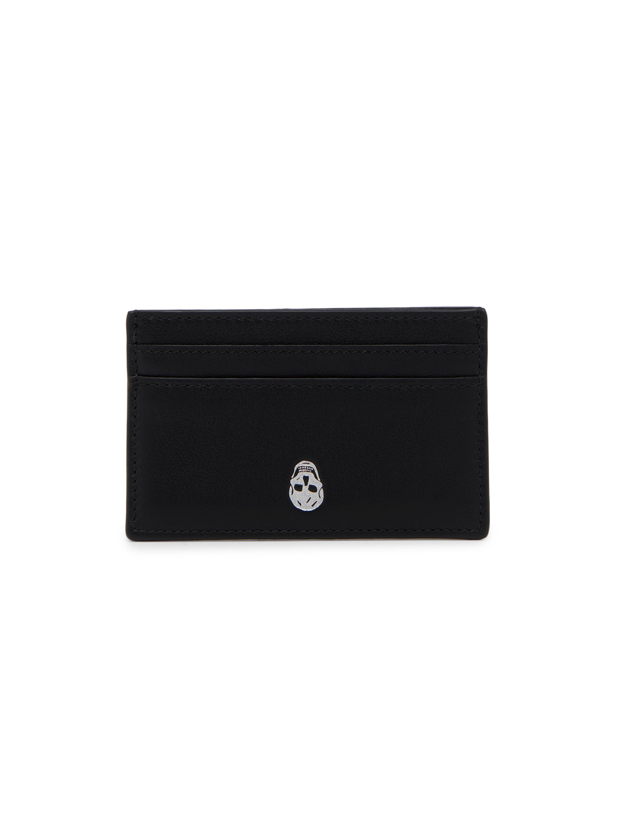 McQueen Men's Skull Leather Card Case - Black Silver