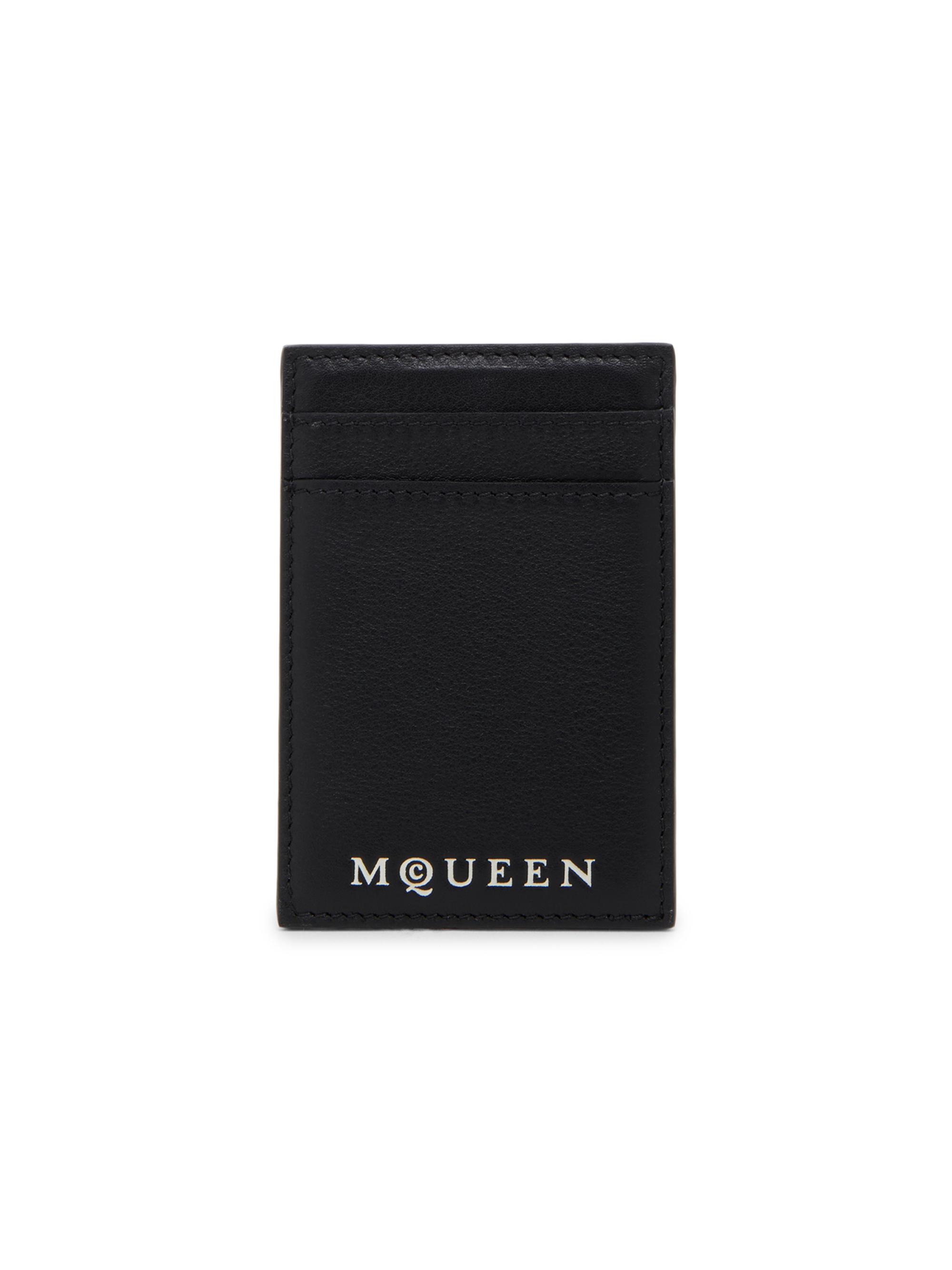 McQueen Men's Logo Leather Card Holder - Black Bone
