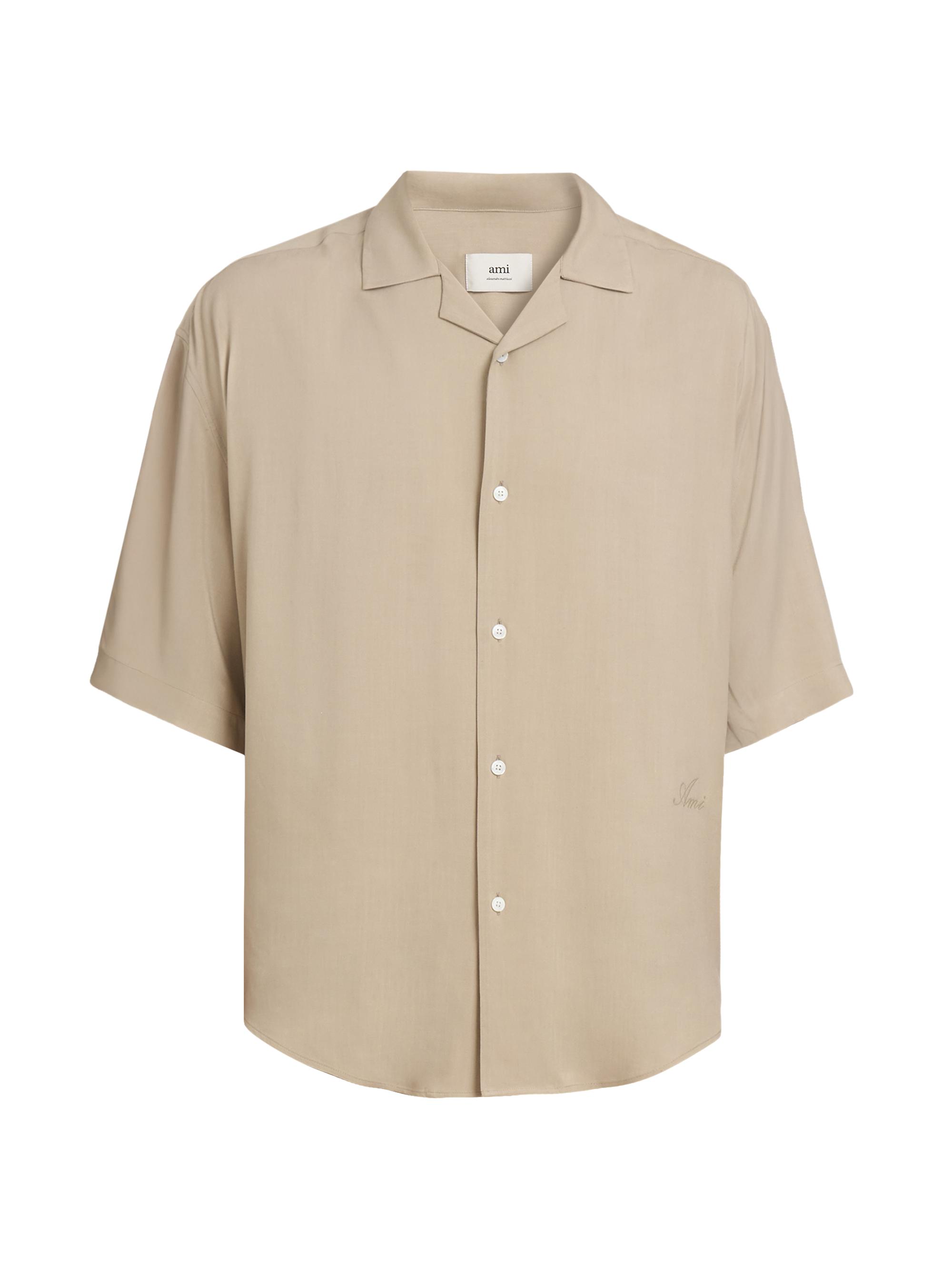 AMI Paris Men's Ami Camp Shirt - White Coffee