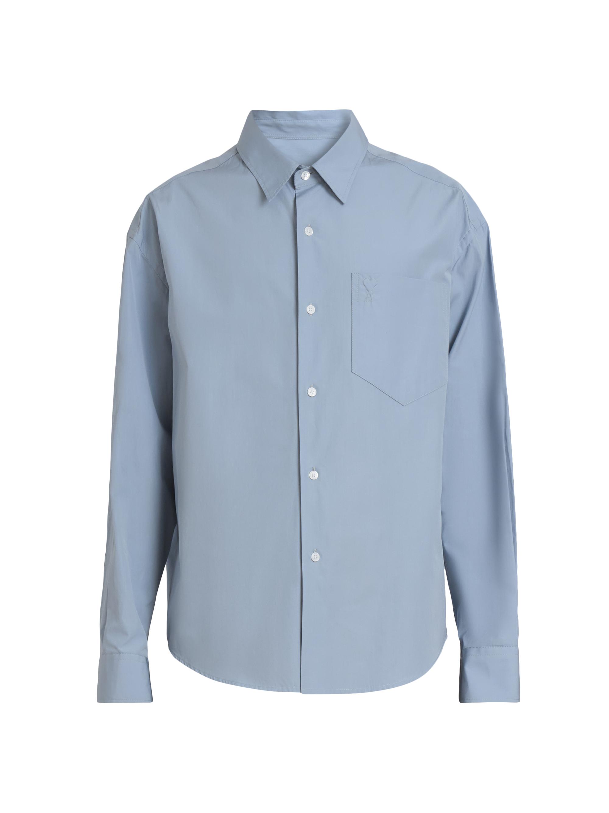 AMI Paris Men's Embossed Ami de Coeur Boxy Shirt - Sky