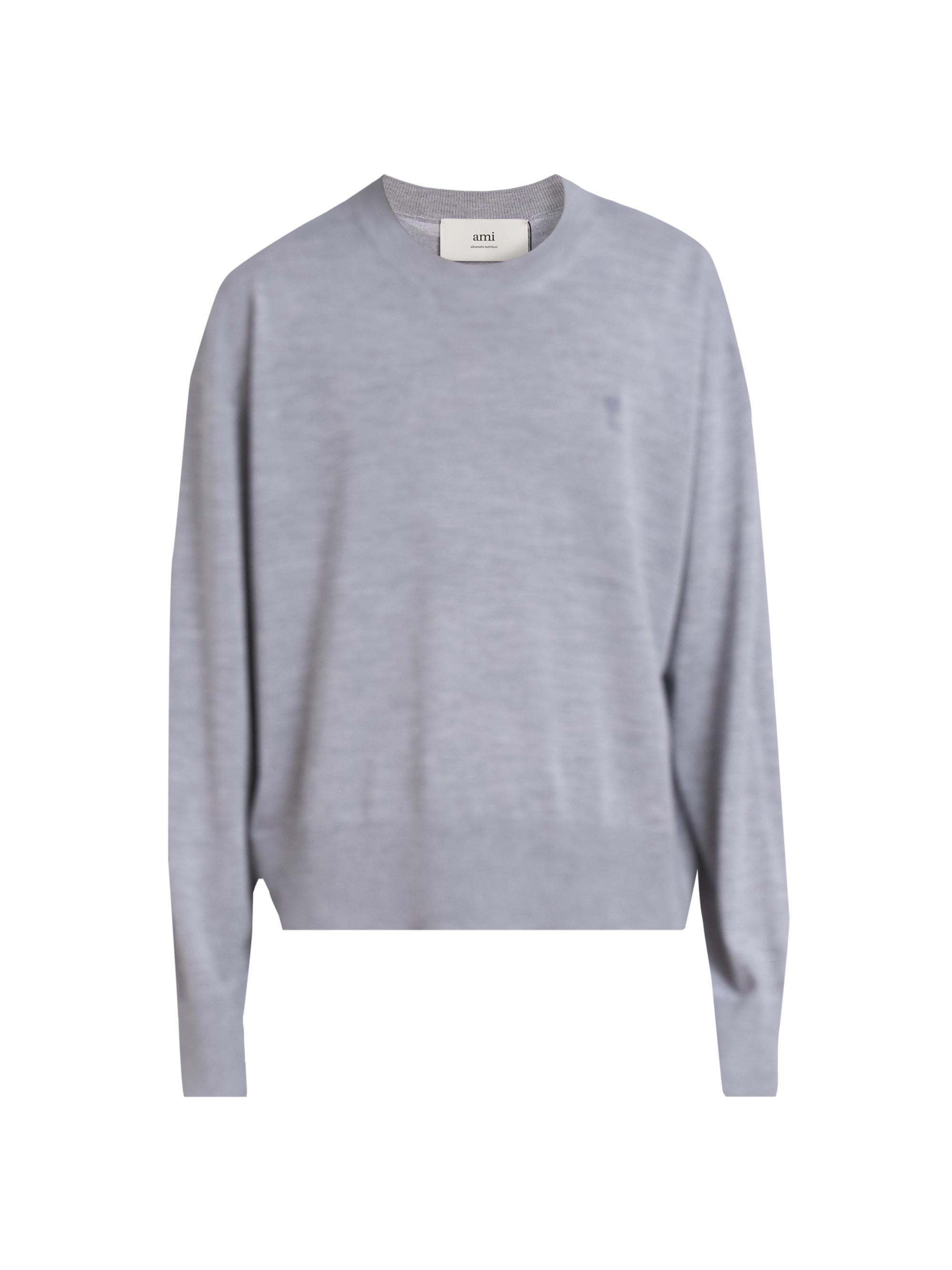 AMI Paris Men's Ami de Coeur Crewneck Sweater - Grey