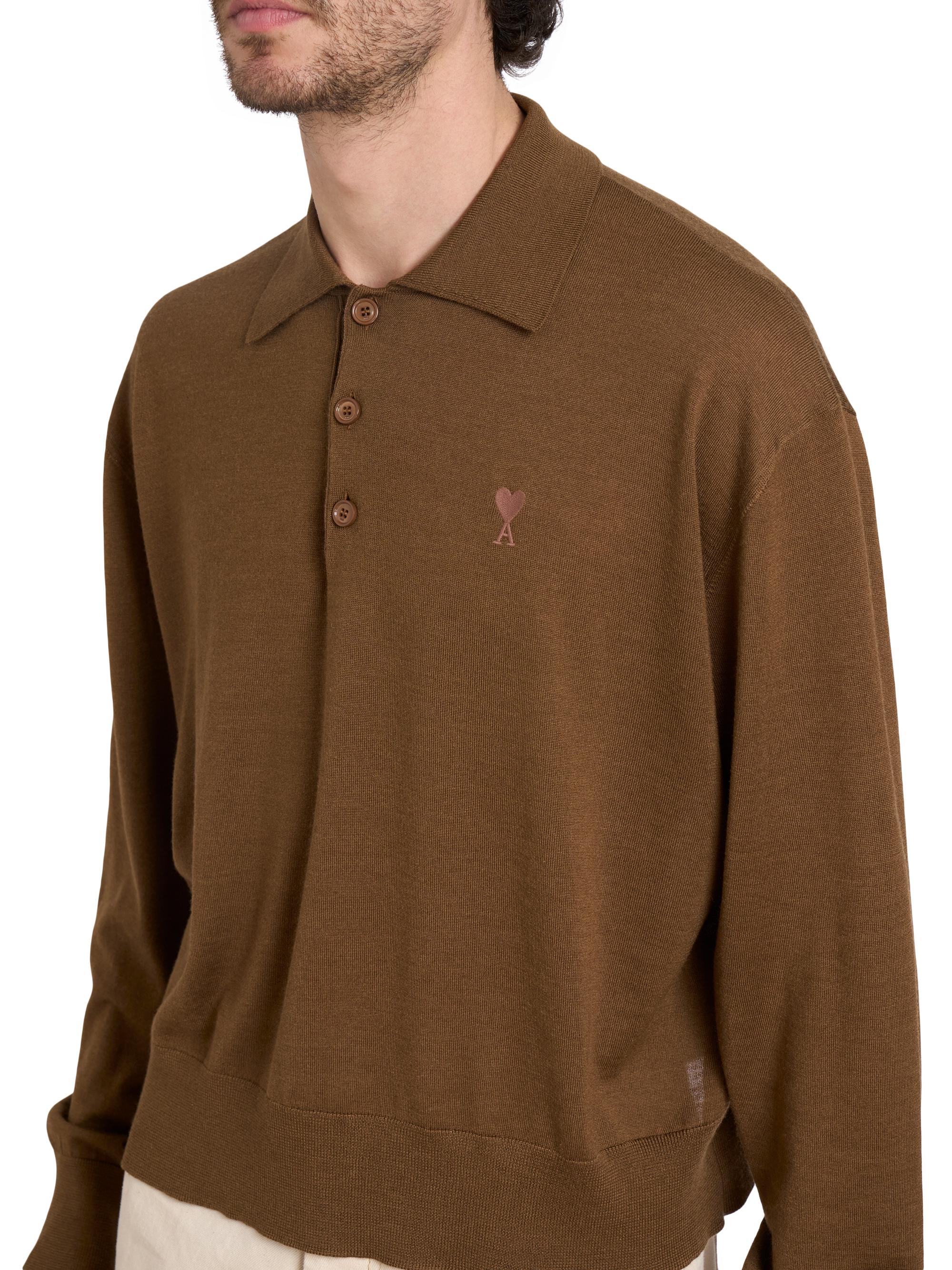 AMI Paris ADC Logo Long-Sleeve Cotton Polo Sweater | Saks Fifth Avenue