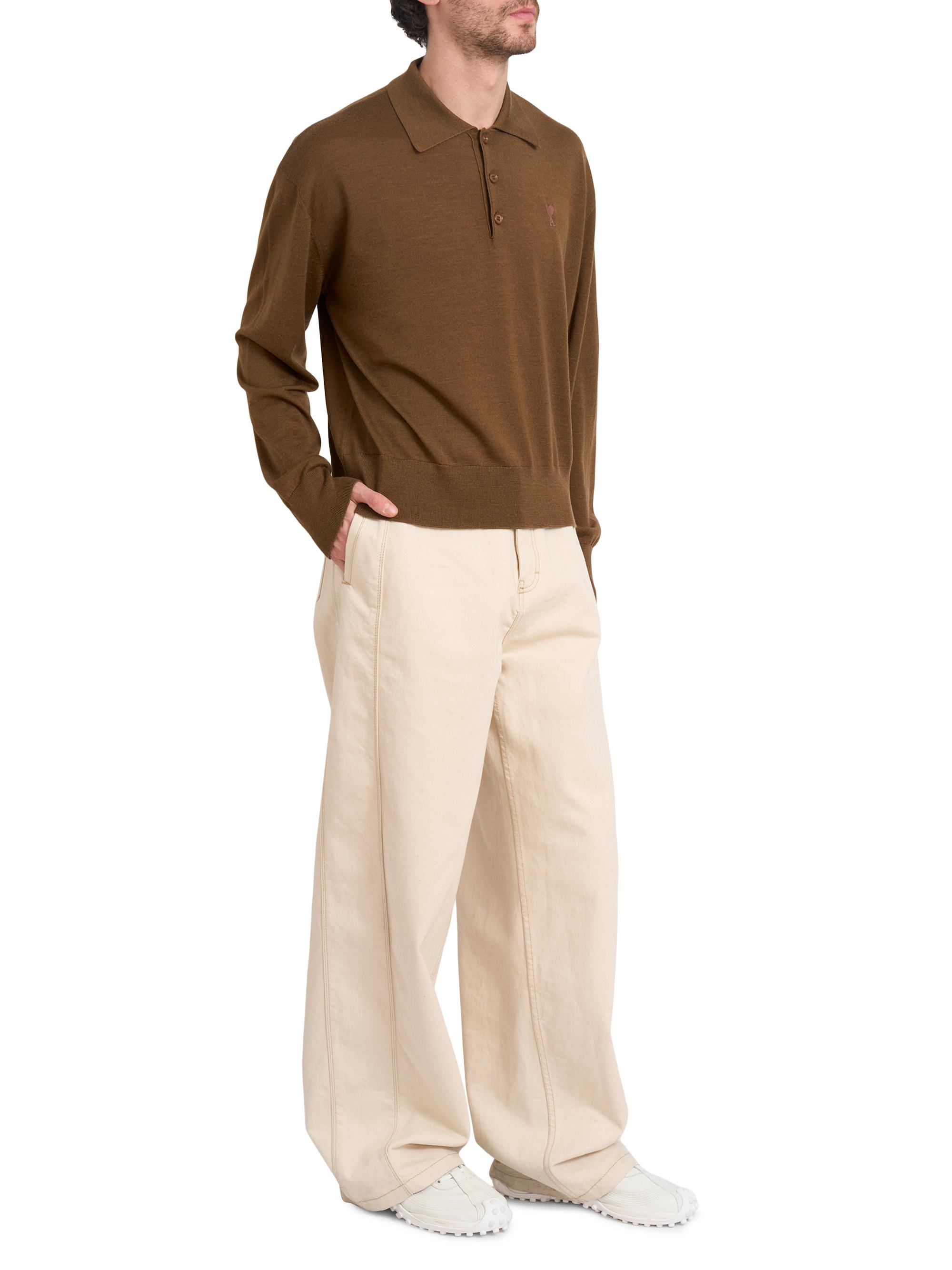 AMI Paris ADC Logo Long-Sleeve Cotton Polo Sweater | Saks Fifth Avenue