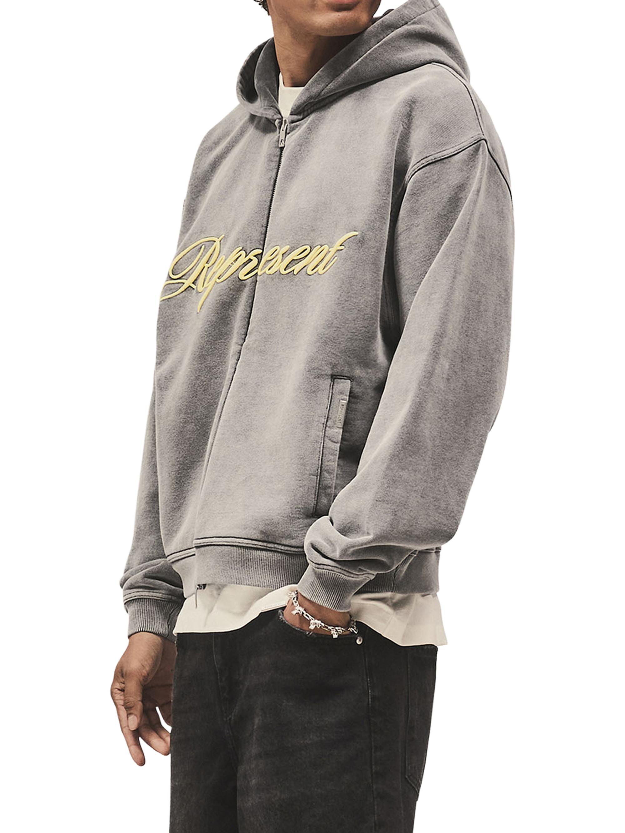 Represent Script Logo Cotton Zip-Front Hoodie | Saks Fifth Avenue