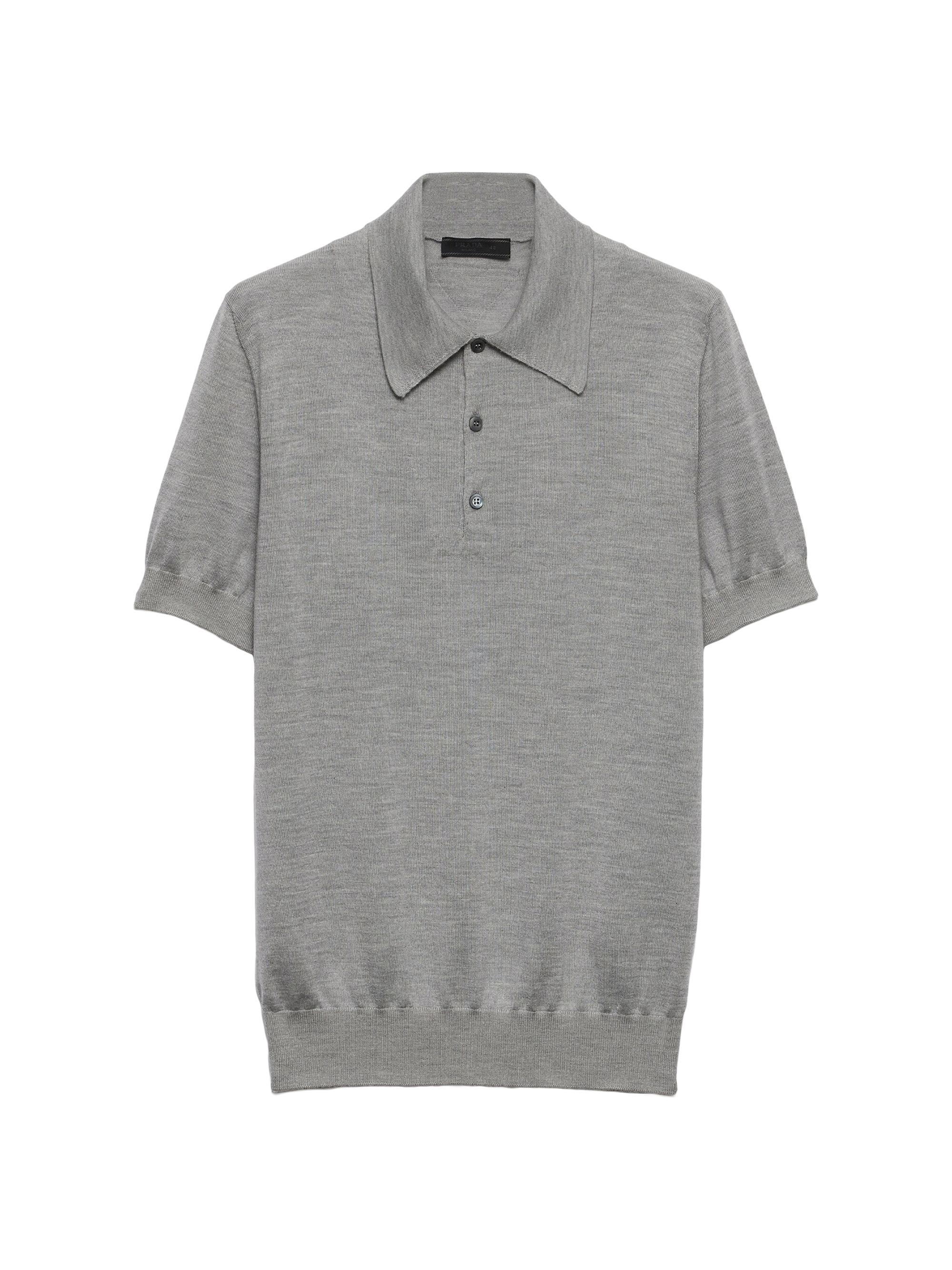 Prada Men's Cashmere and Silk Polo Shirt - Grey