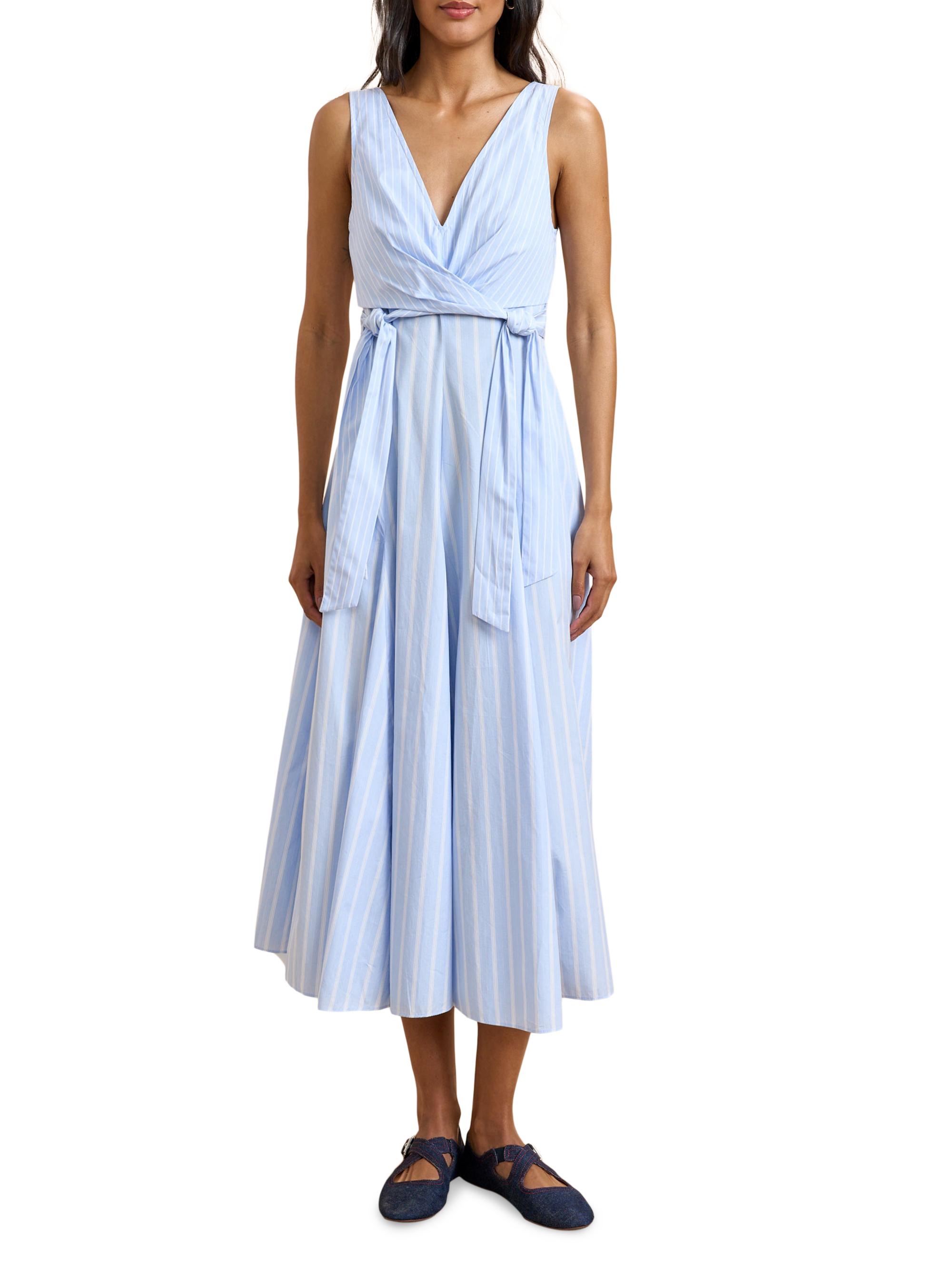 La Ligne Women's Gabrielle Midi Dress - Light Blue White