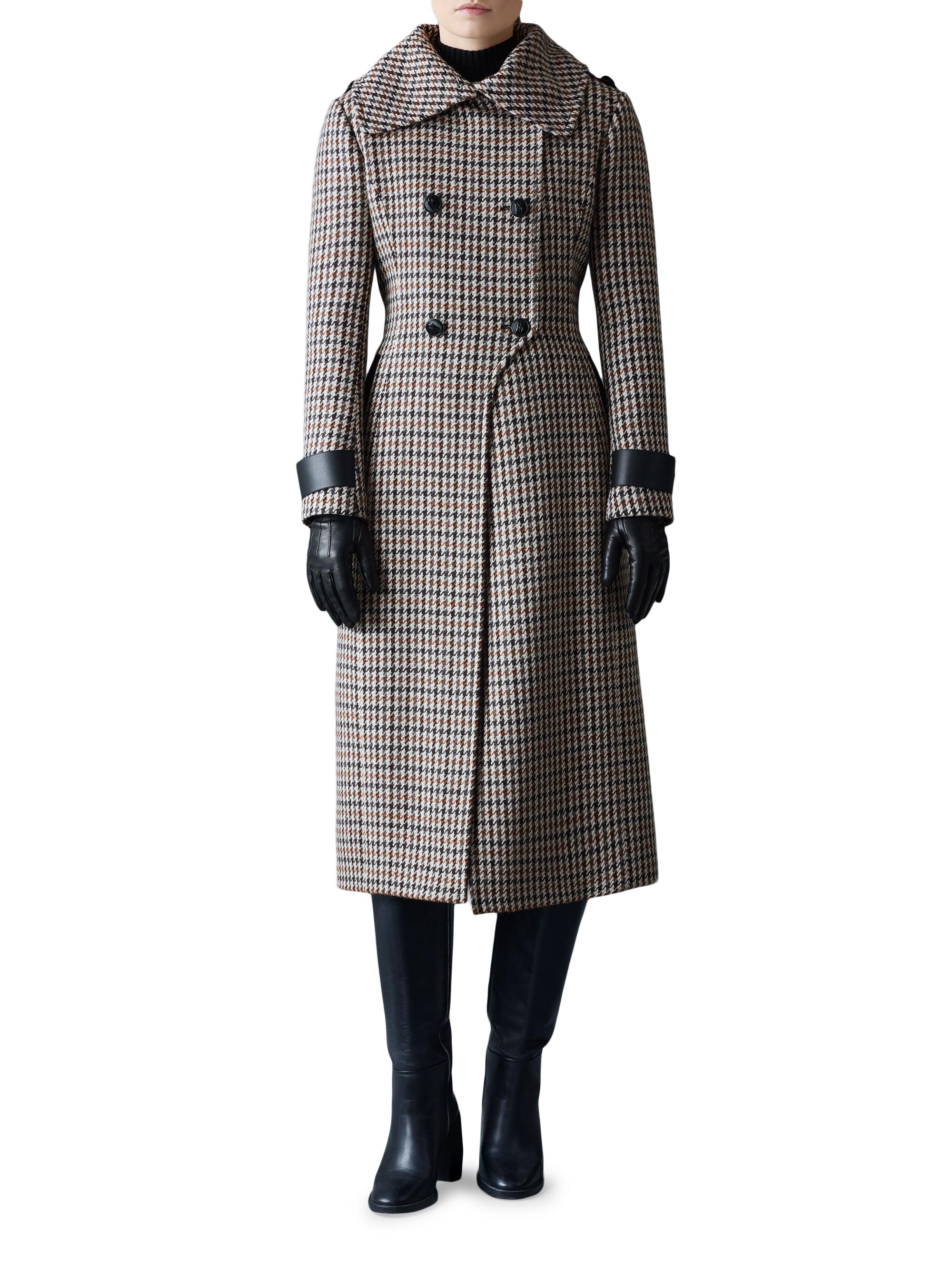 Mackage Elodie Tailored Houndstooth Wool Maxi Coat | Saks Fifth Avenue