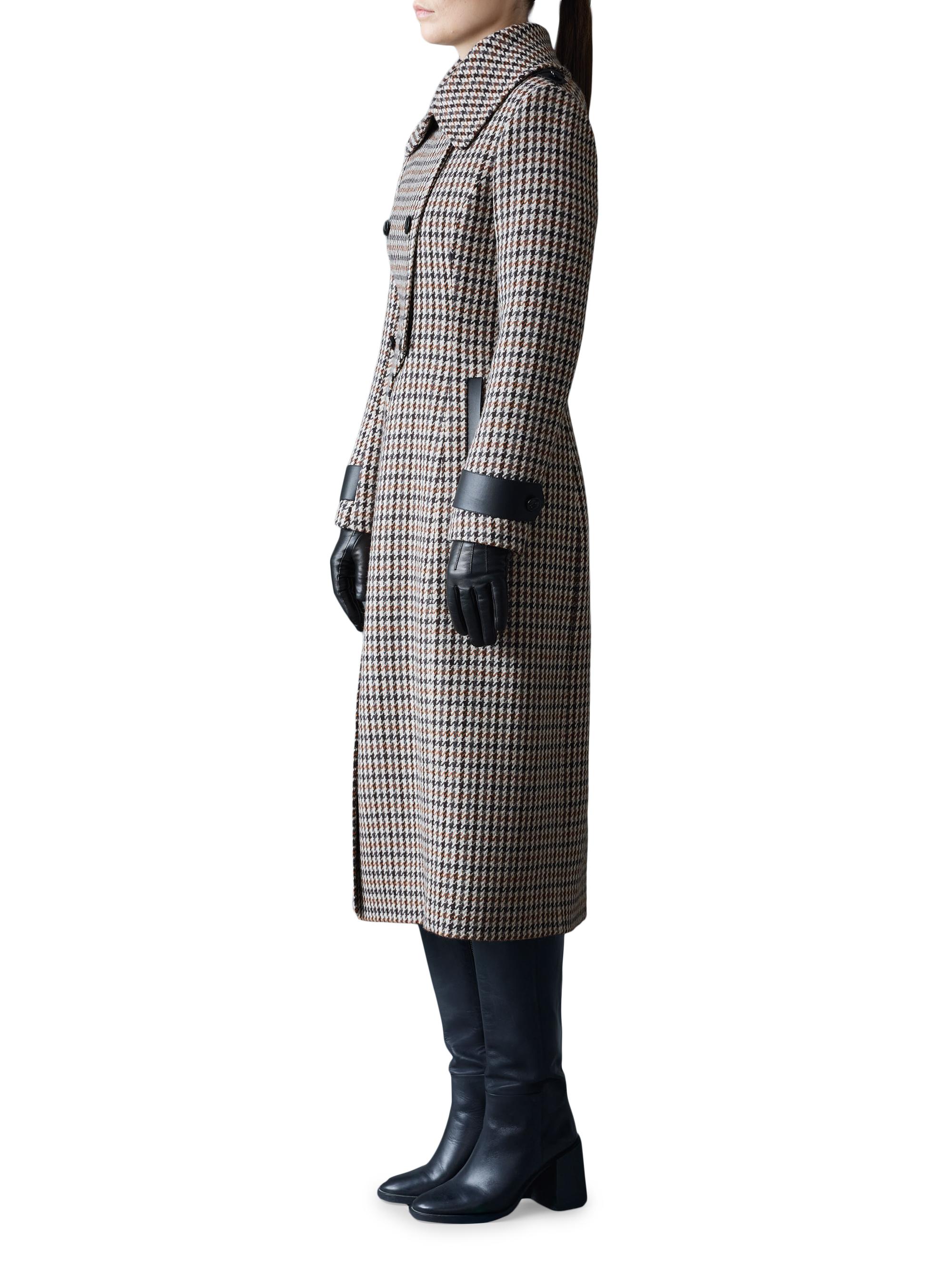 Mackage Elodie Tailored Houndstooth Wool Maxi Coat | Saks Fifth Avenue