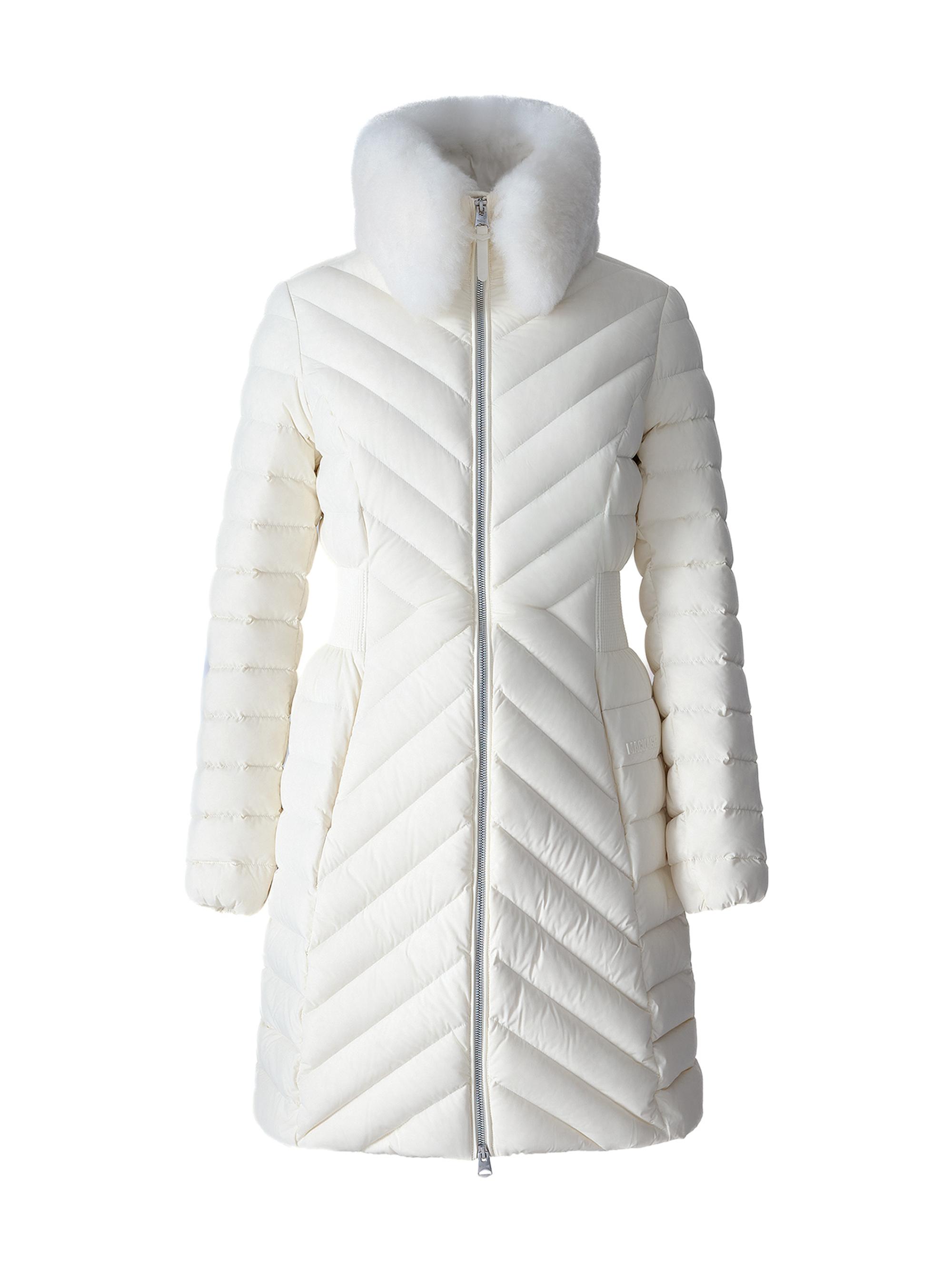 Mackage Women's Lyris Shearling-Trim Down Coat - Cream