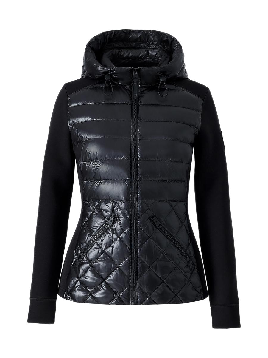 Mackage Agatha Black Quilted Mixed-media Hooded Jacket