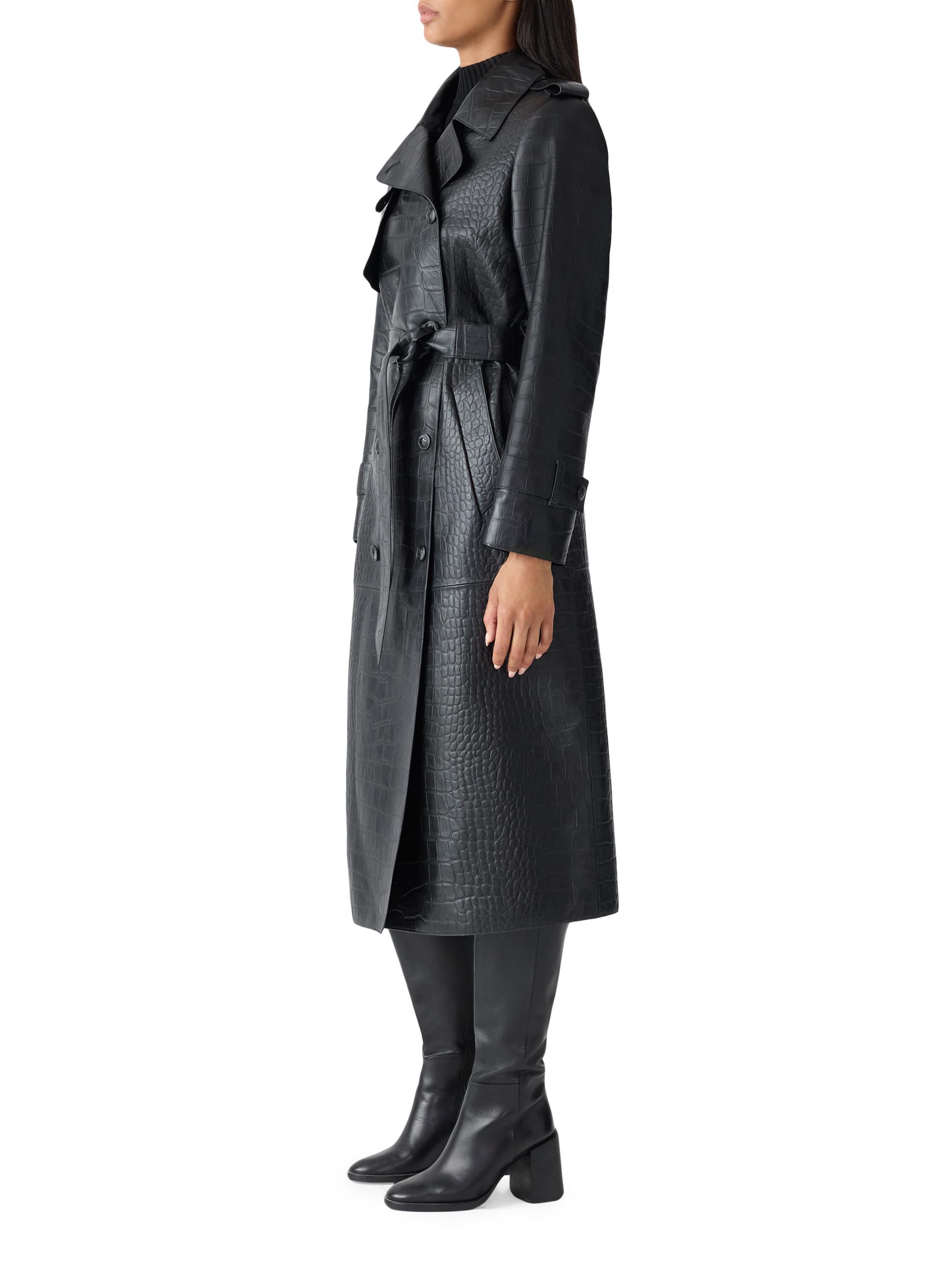 Mackage Gael Croc-Embossed Leather Double-Breasted Trench Coat