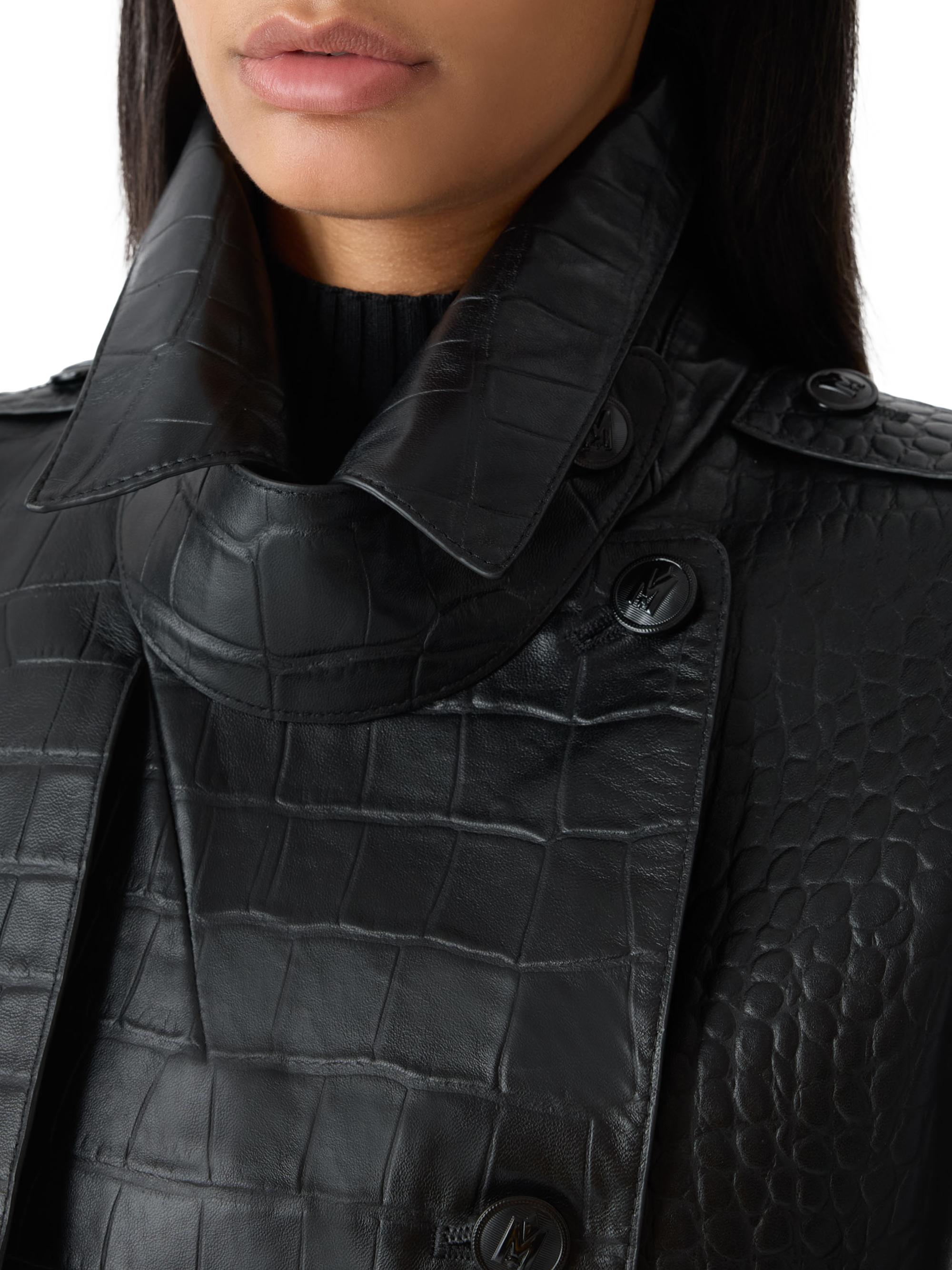 Mackage Gael Croc-Embossed Leather Double-Breasted Trench Coat