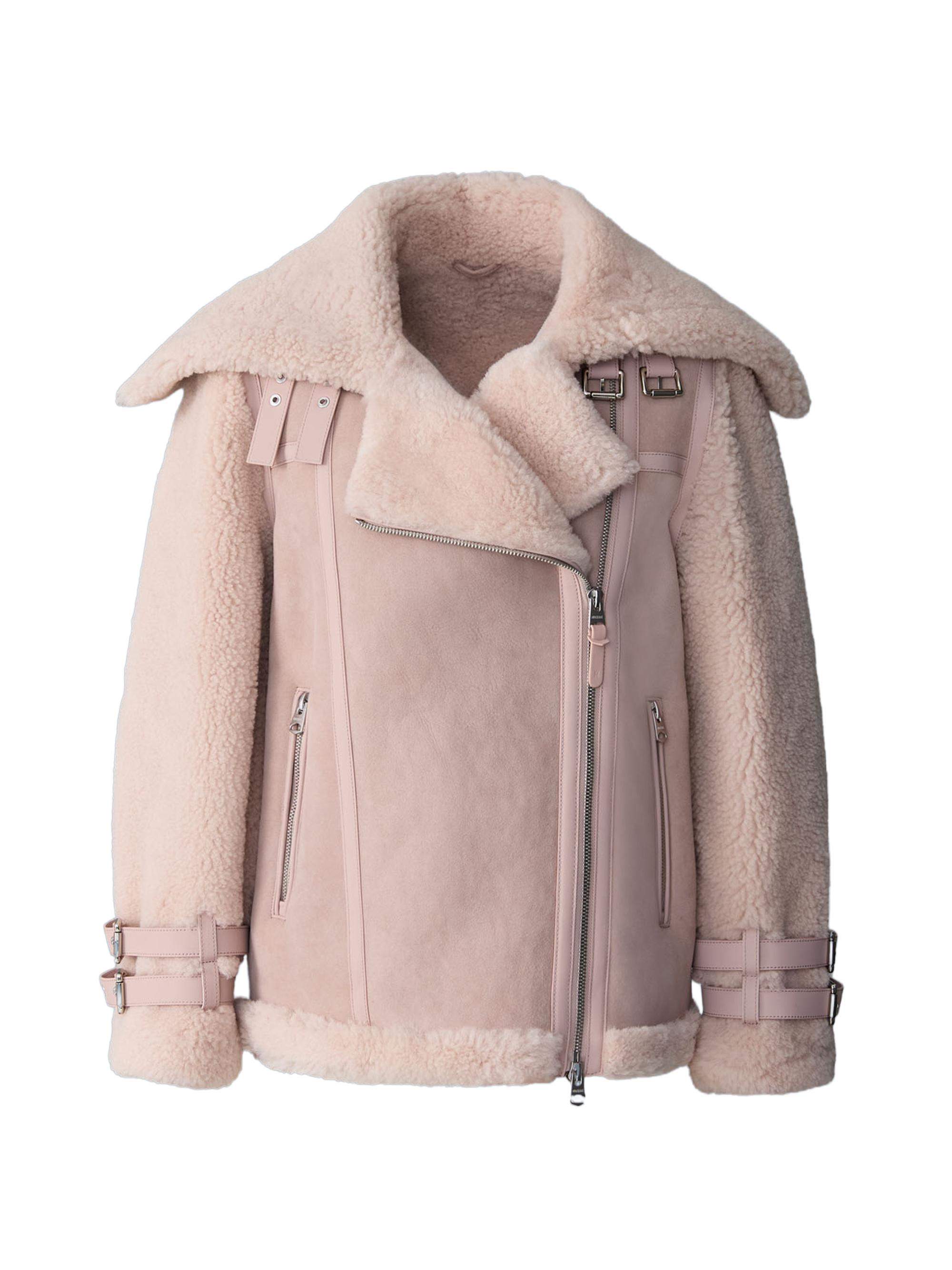 Mackage Women's Rhoslyn Suede & Shearling Moto Jacket - Sepia Rose
