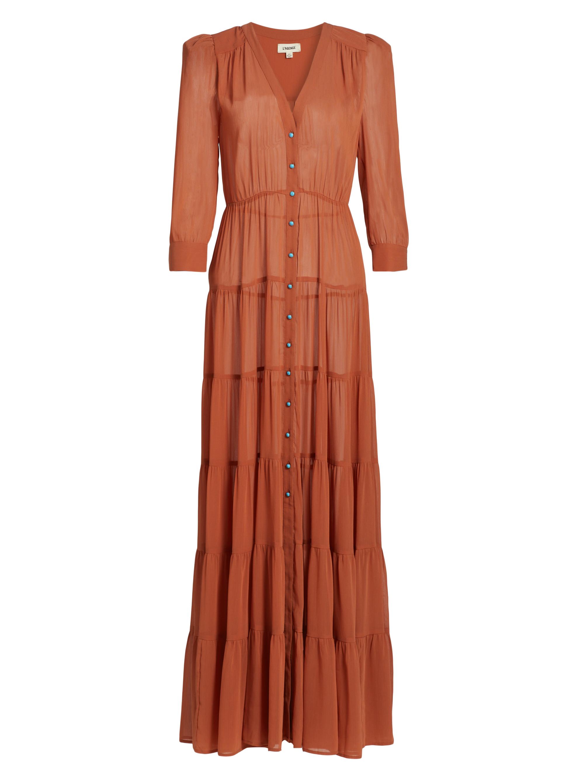 L'AGENCE Women's Seraphina Tiered Maxi Dress - Baked Clay