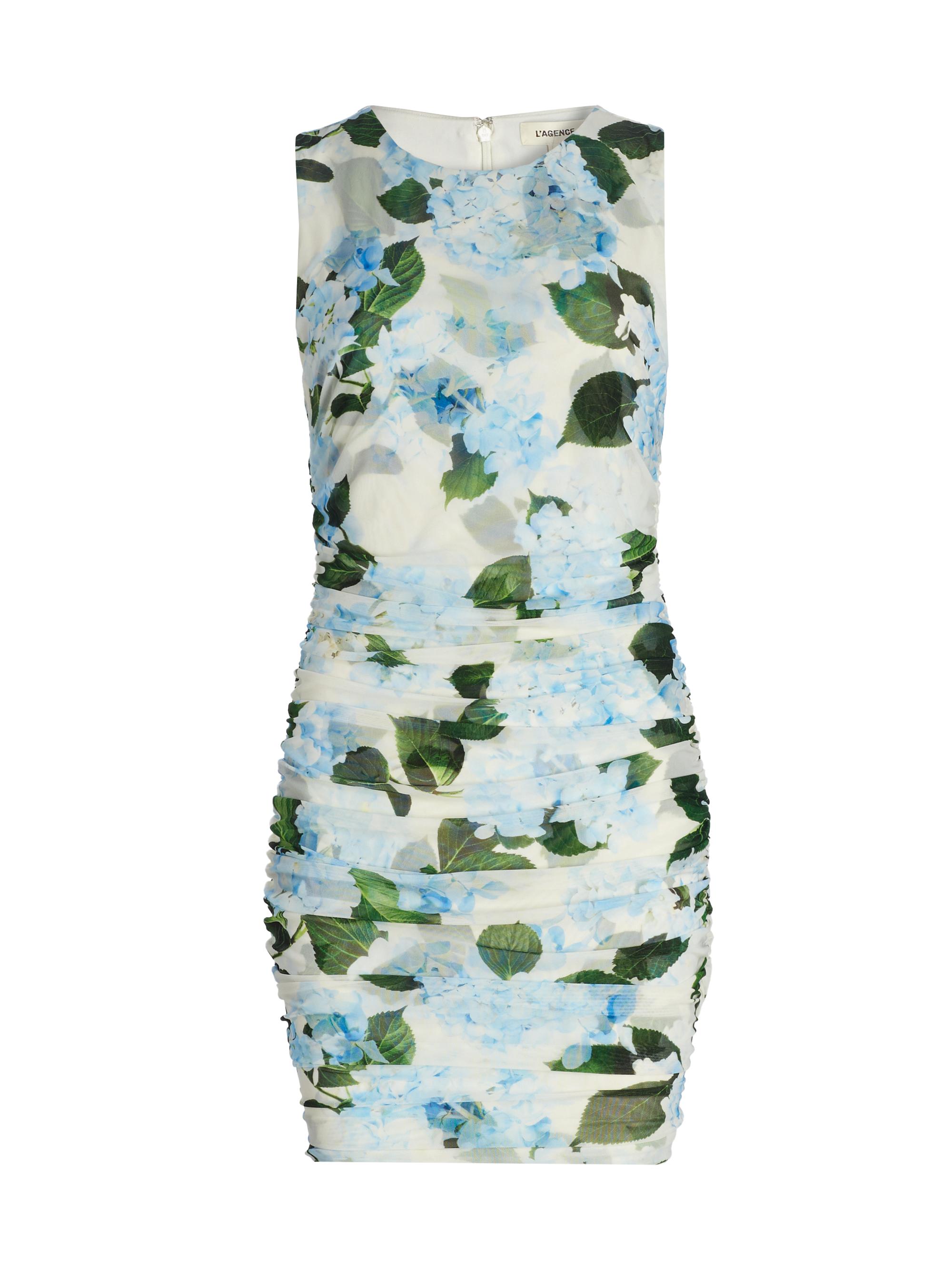 L'AGENCE Women's Sallie Floral Sleeveless Minidress -  Blue Large Hydrangea
