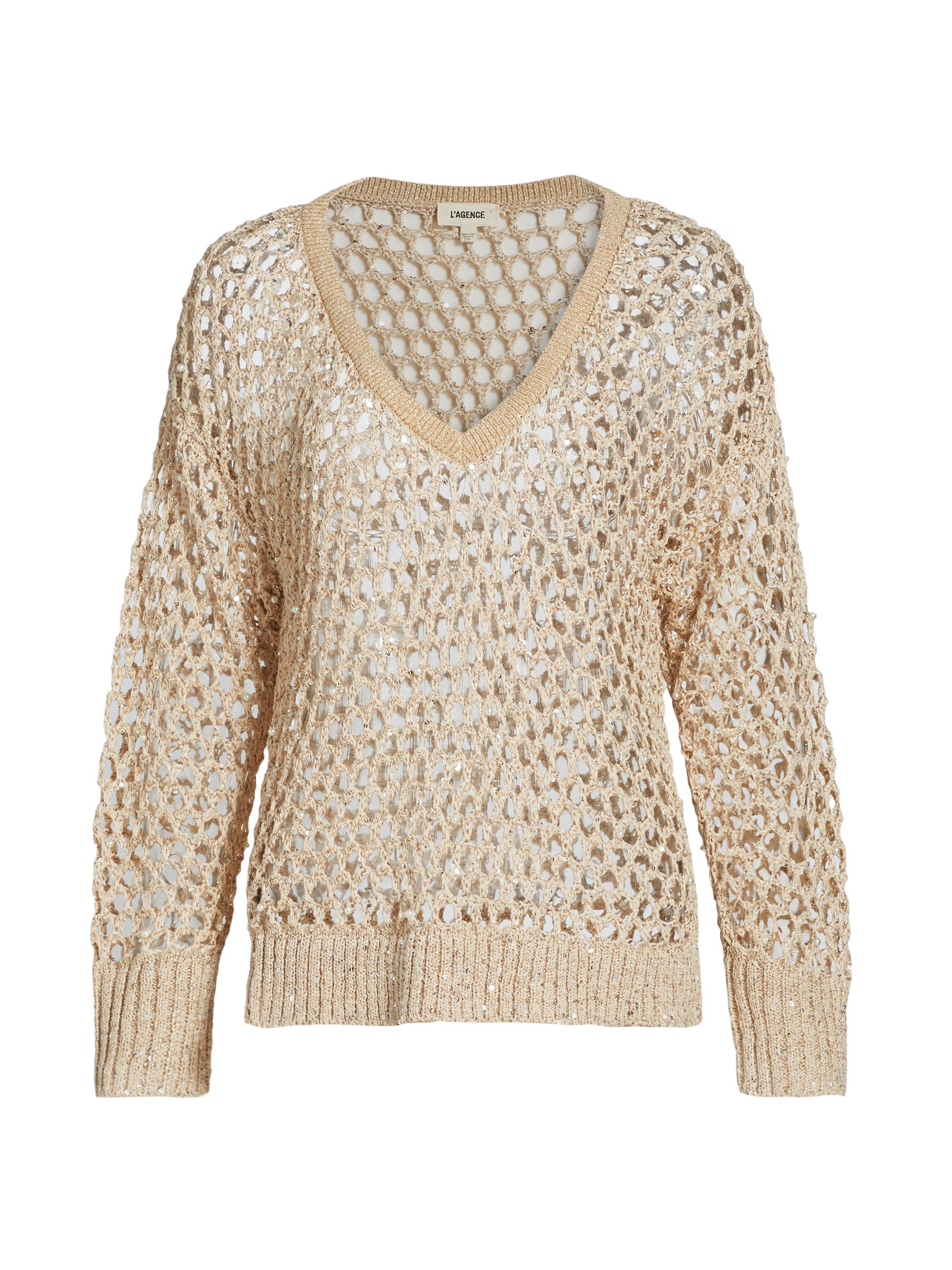 h*n様 SUBLATIONS LOW GAUGE KNIT V-NECK VE L'AGENCE Nashwa Embellished V-Neck Sweater | Saks Fifth Avenue
