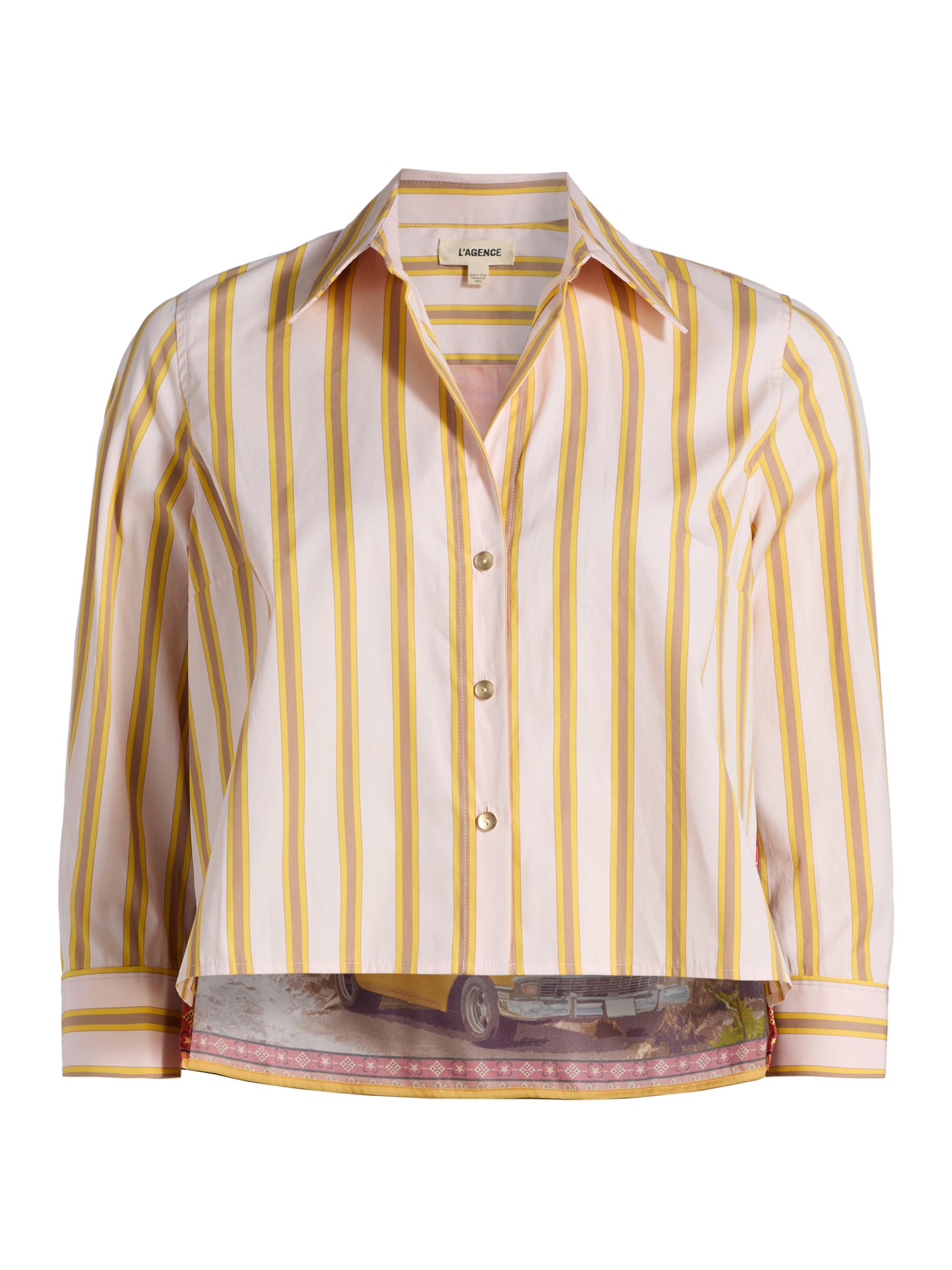 L'AGENCE Women's Fawn Scarf-Back Cropped Shirt - Multi Desert Landscape