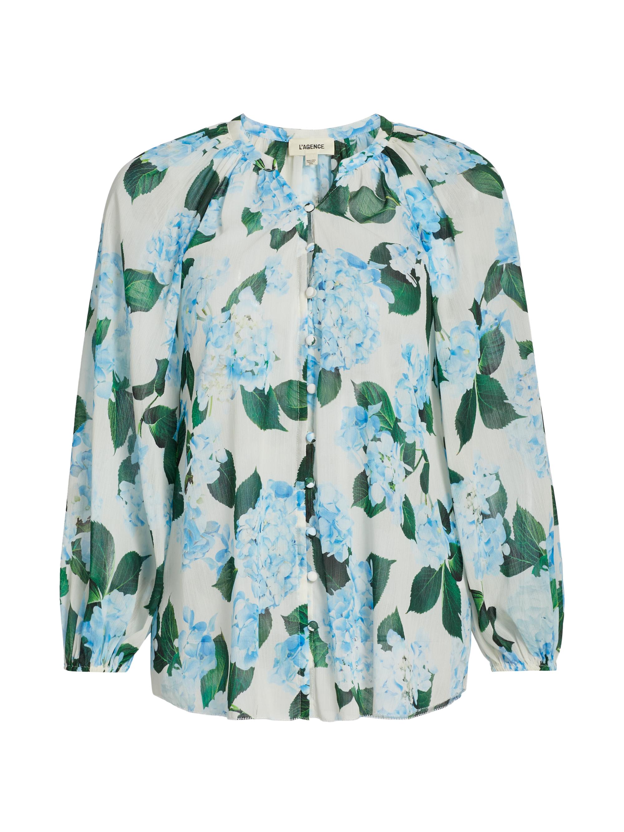 L'AGENCE Women's Teagan Floral Dolman-Sleeve Blouse -  Blue Large Hydrangea