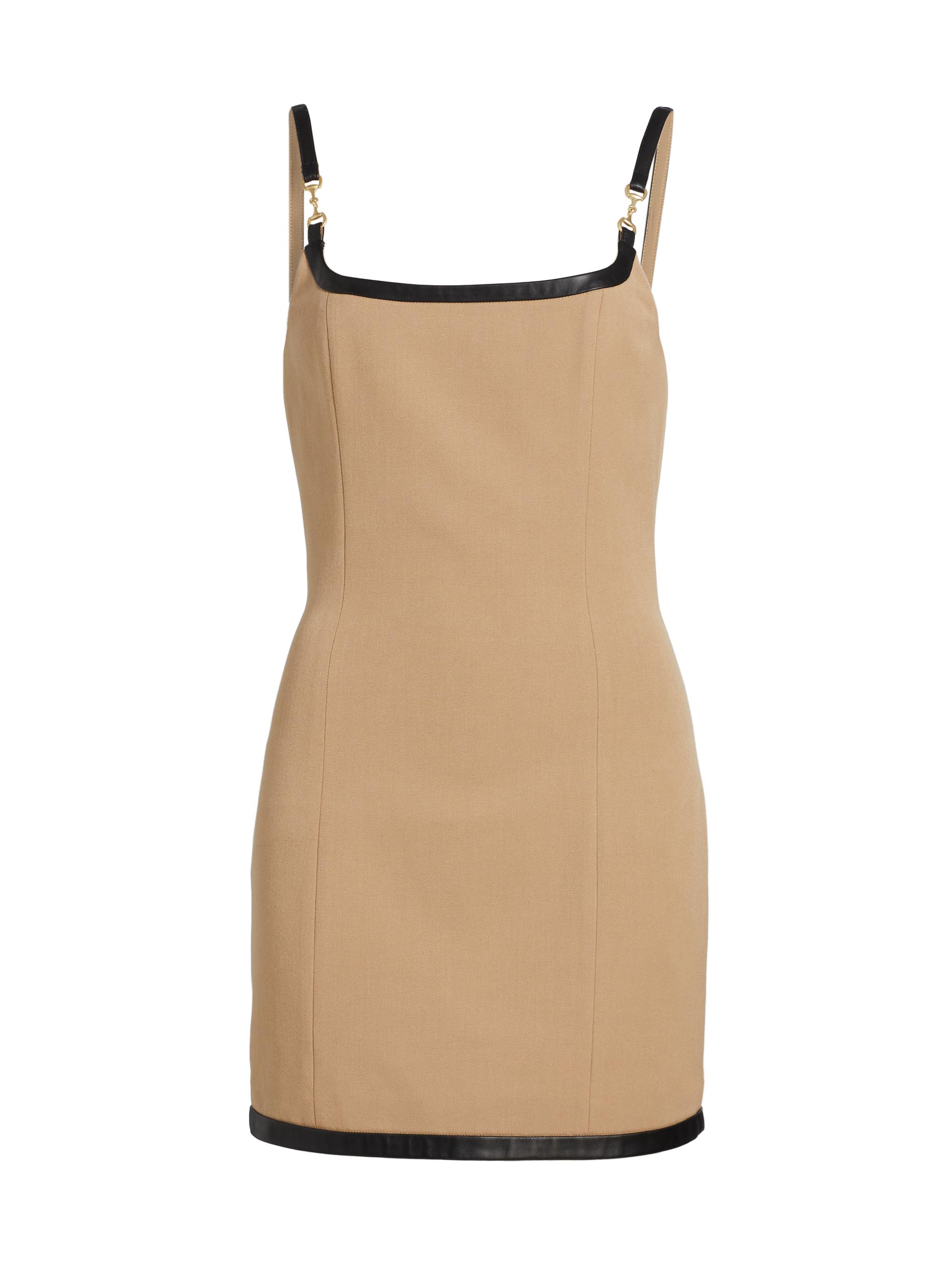 L'AGENCE Women's Jettie Leather-Trim Minidress - Dark Cappuccino