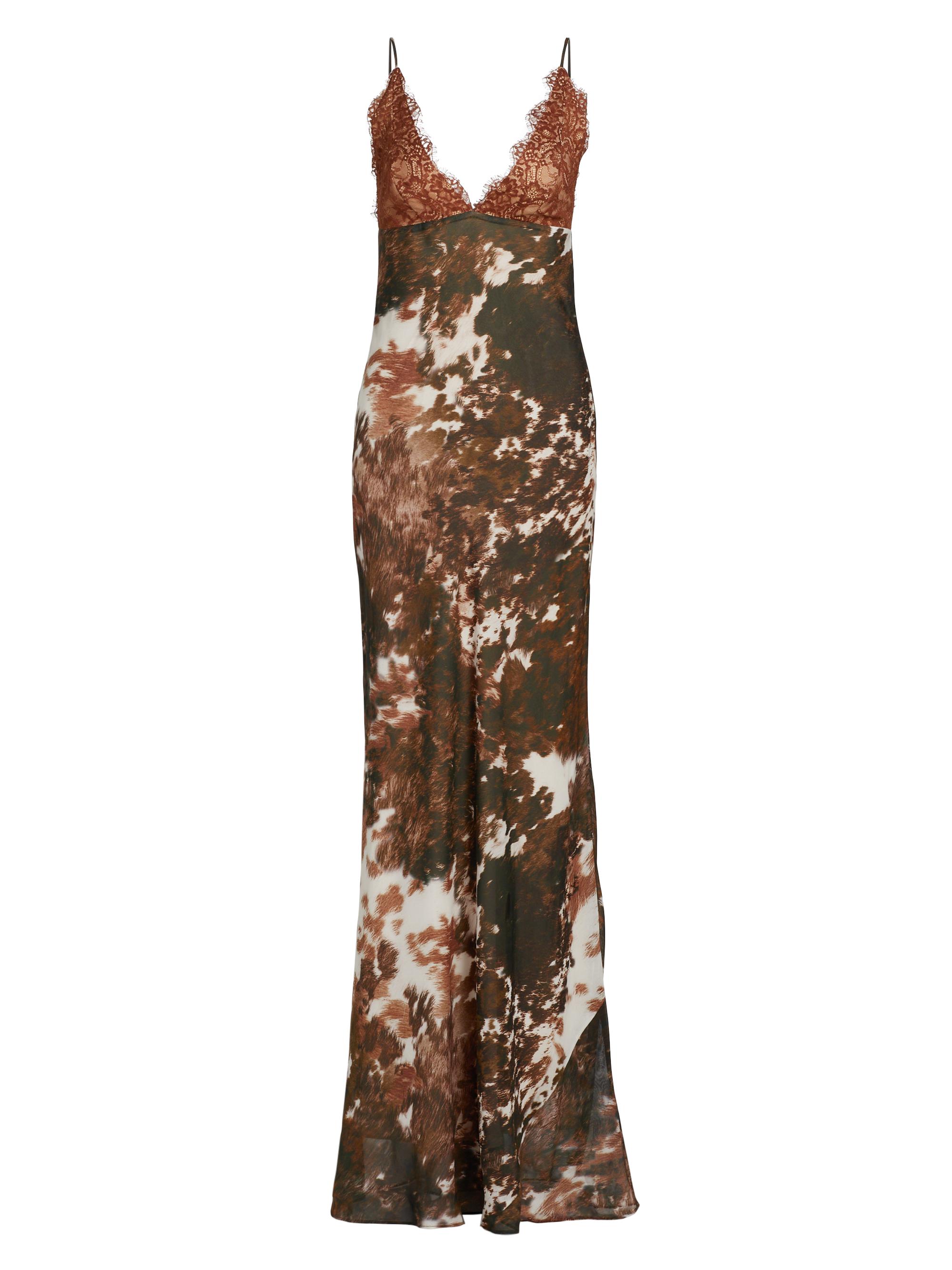 L'AGENCE Women's Susanna Lace-Trimmed Slip Maxi Dress - Multi Cow Print