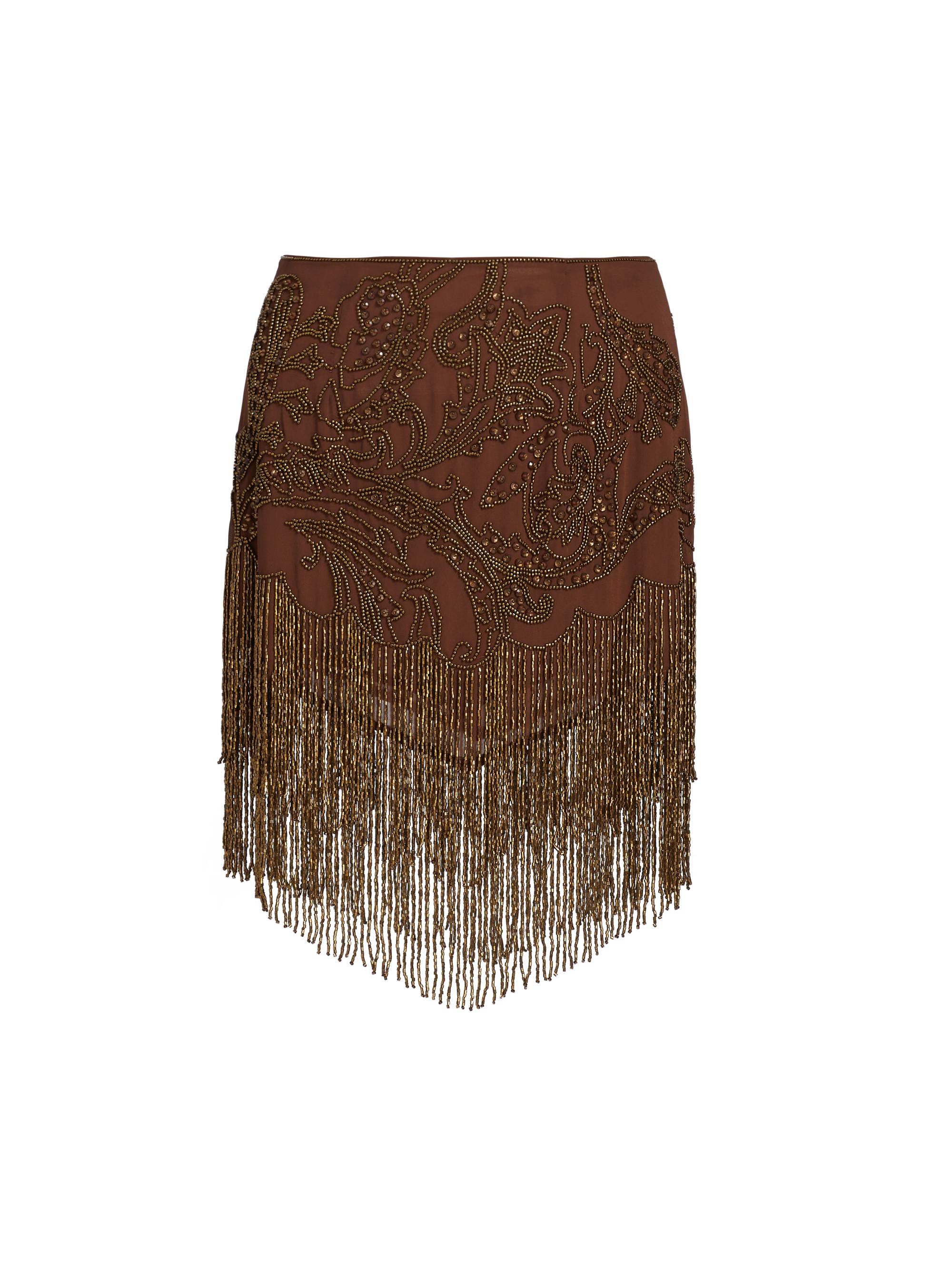 L'AGENCE Women's Eulla Embellished Fringe-Trim Miniskirt - Pinecone