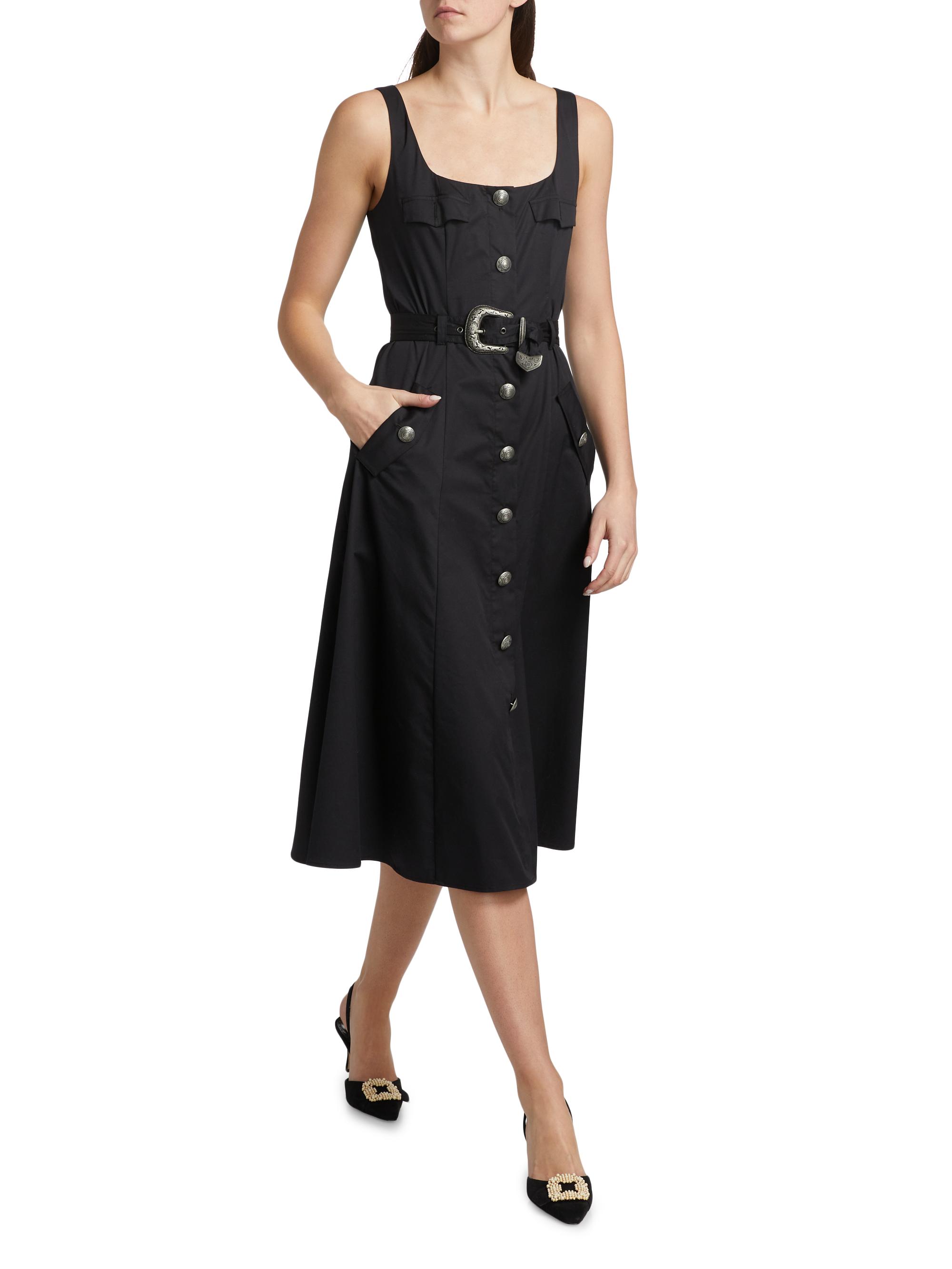 chinese dress ladies Midi Black Dress with Belt S main image 0