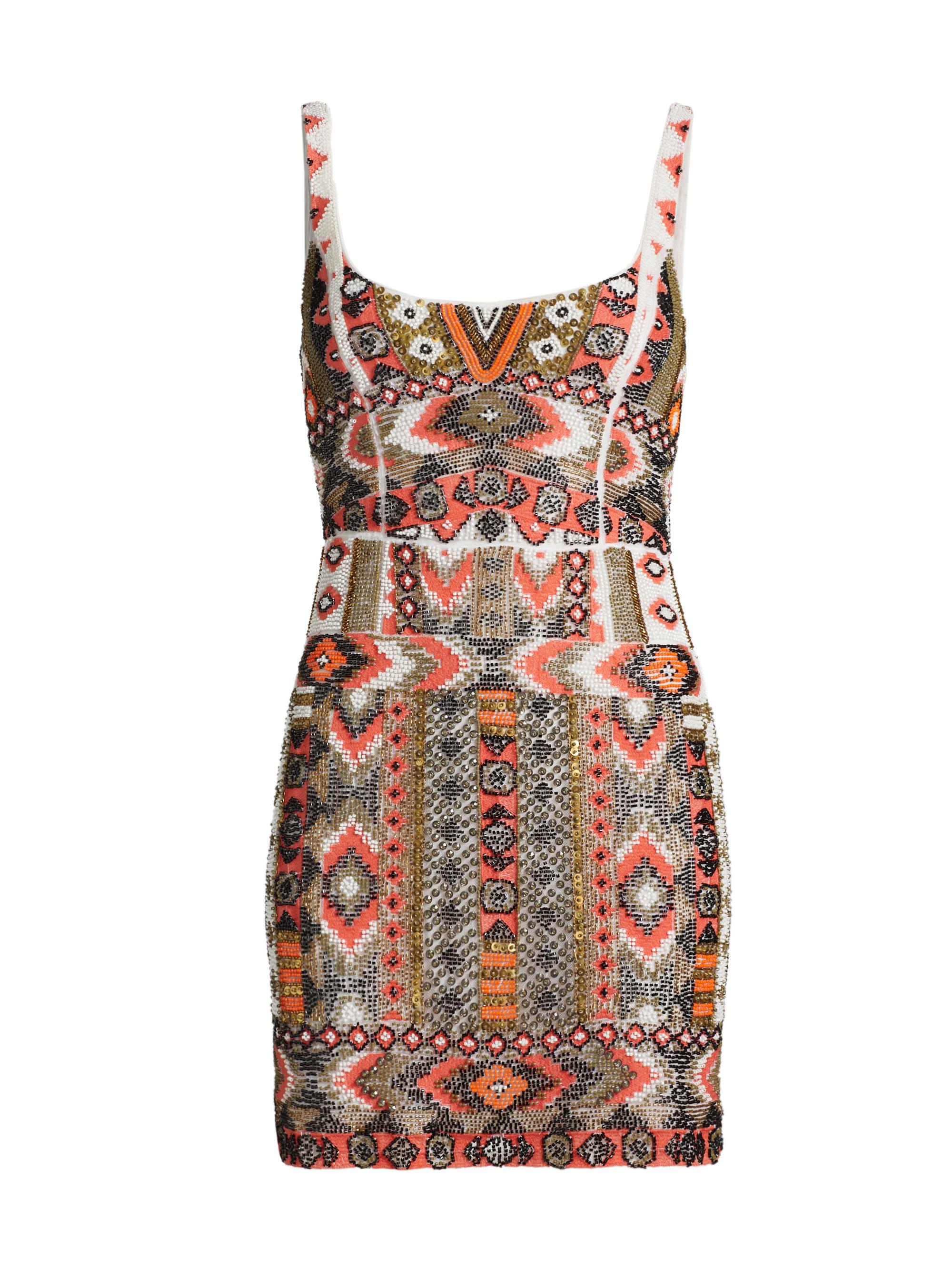 L'AGENCE Women's Inori Beaded Minidress - Coral Multi