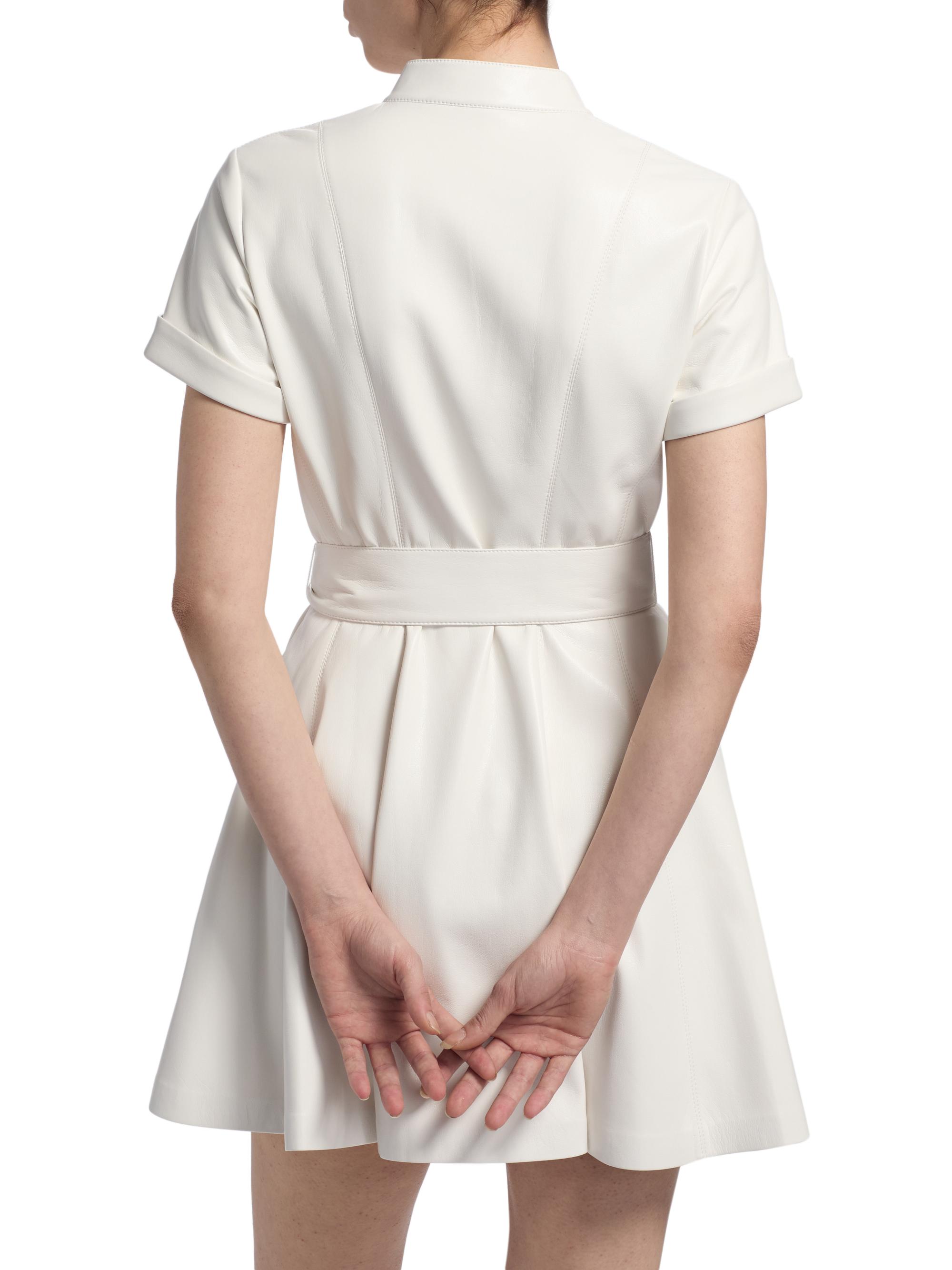 ALICE + OLIVIA Lucy Faux Leather Tie-Waist A-Line Minidress | Saks Fifth  Avenue