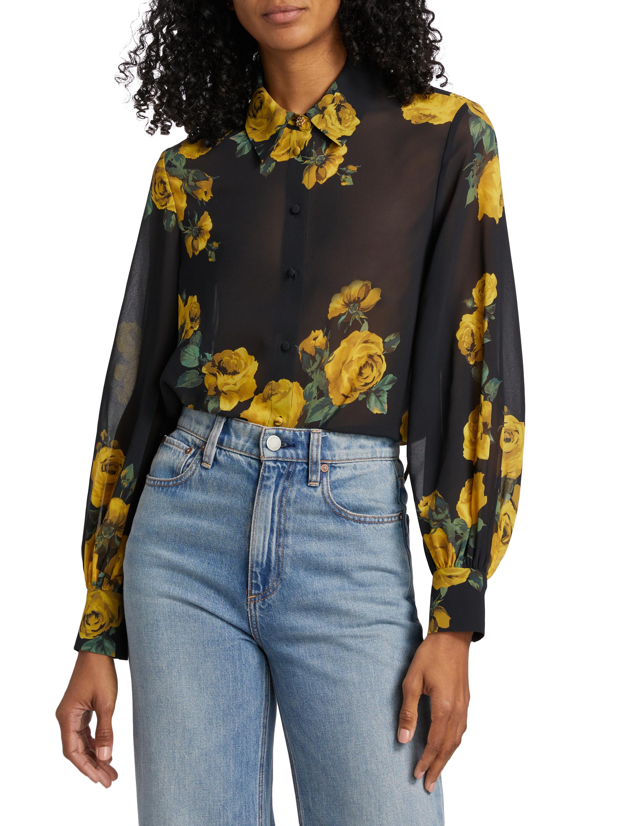 Alice+Olivia 花柄シースルーブラウス 長袖 100%シルク新品未使用 ALICE + OLIVIA Candace Floral Sheer Blouson Shirt | Saks Fifth Avenue