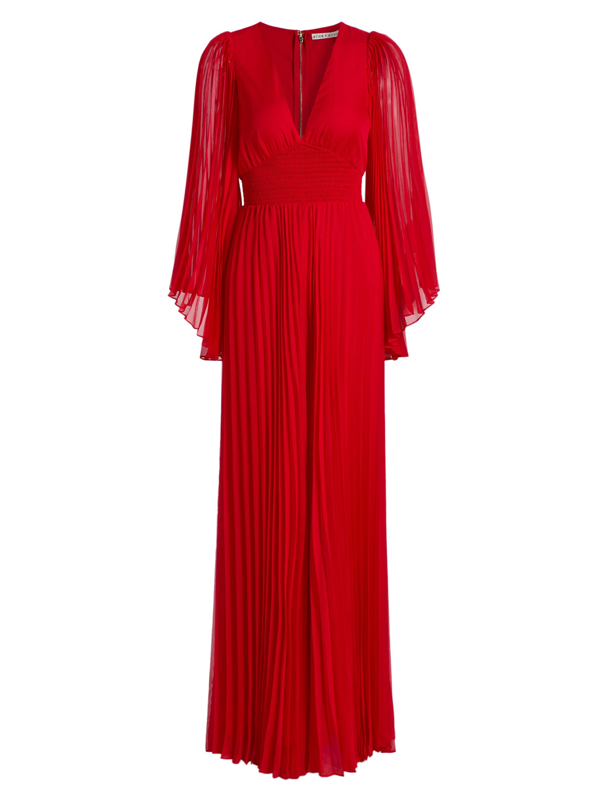 ALICE + OLIVIA Women's Bennet Pleated Jumpsuit - Bright Ruby