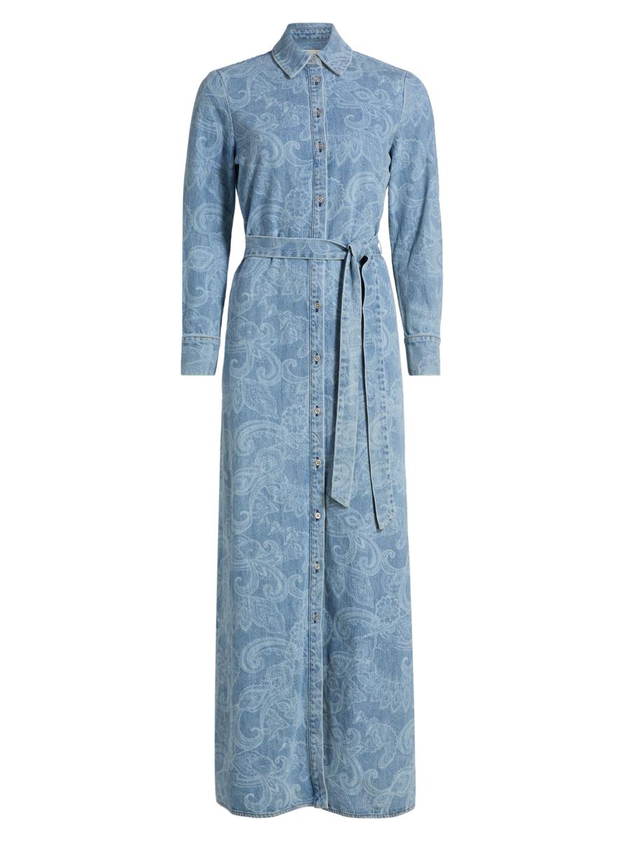 ALICE + OLIVIA Chassidy Denim Maxi Shirtdress | Saks Fifth Avenue