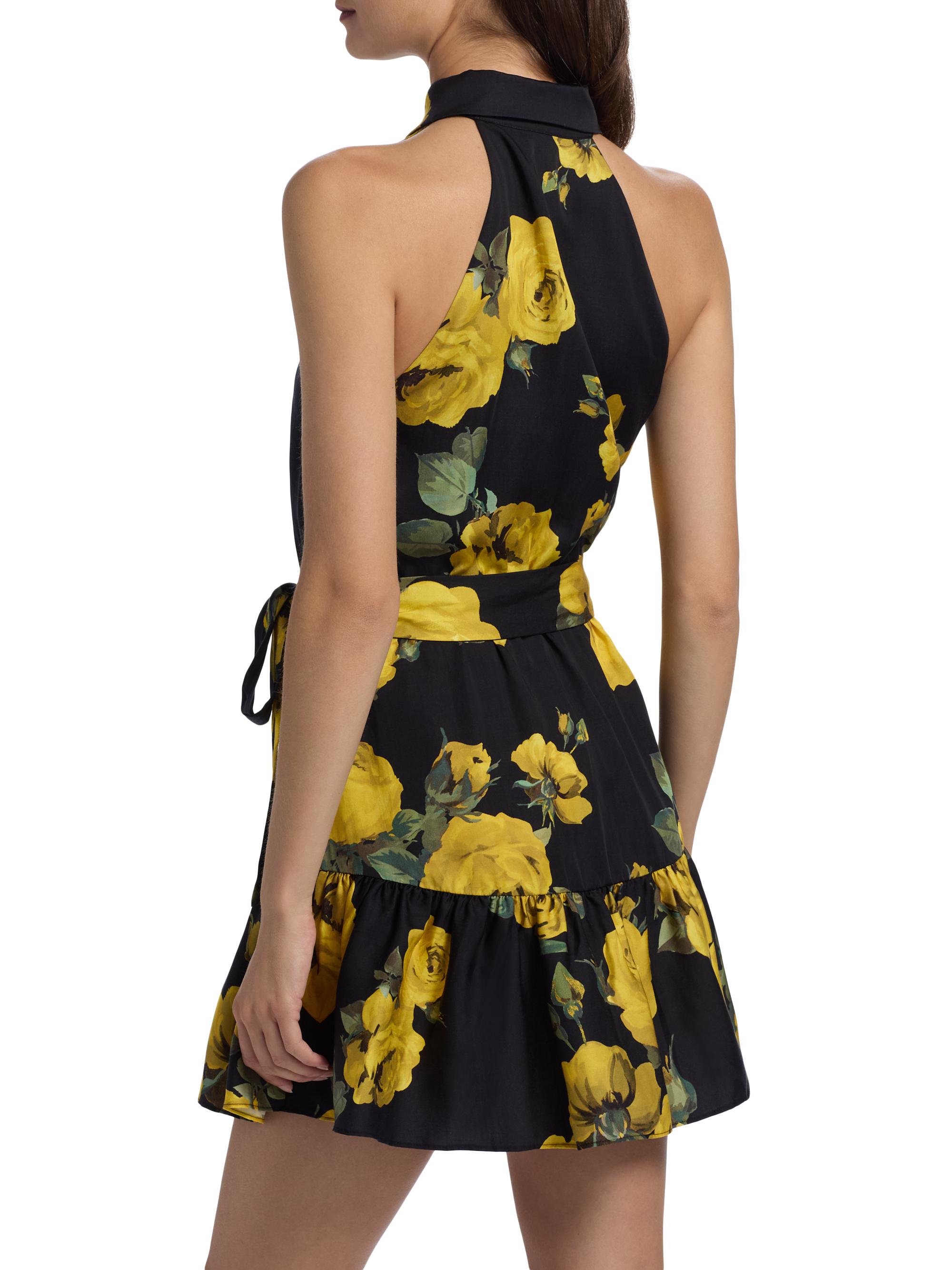 ALICE + OLIVIA Miranda Floral Tie-Waist Halter Minidress | Saks