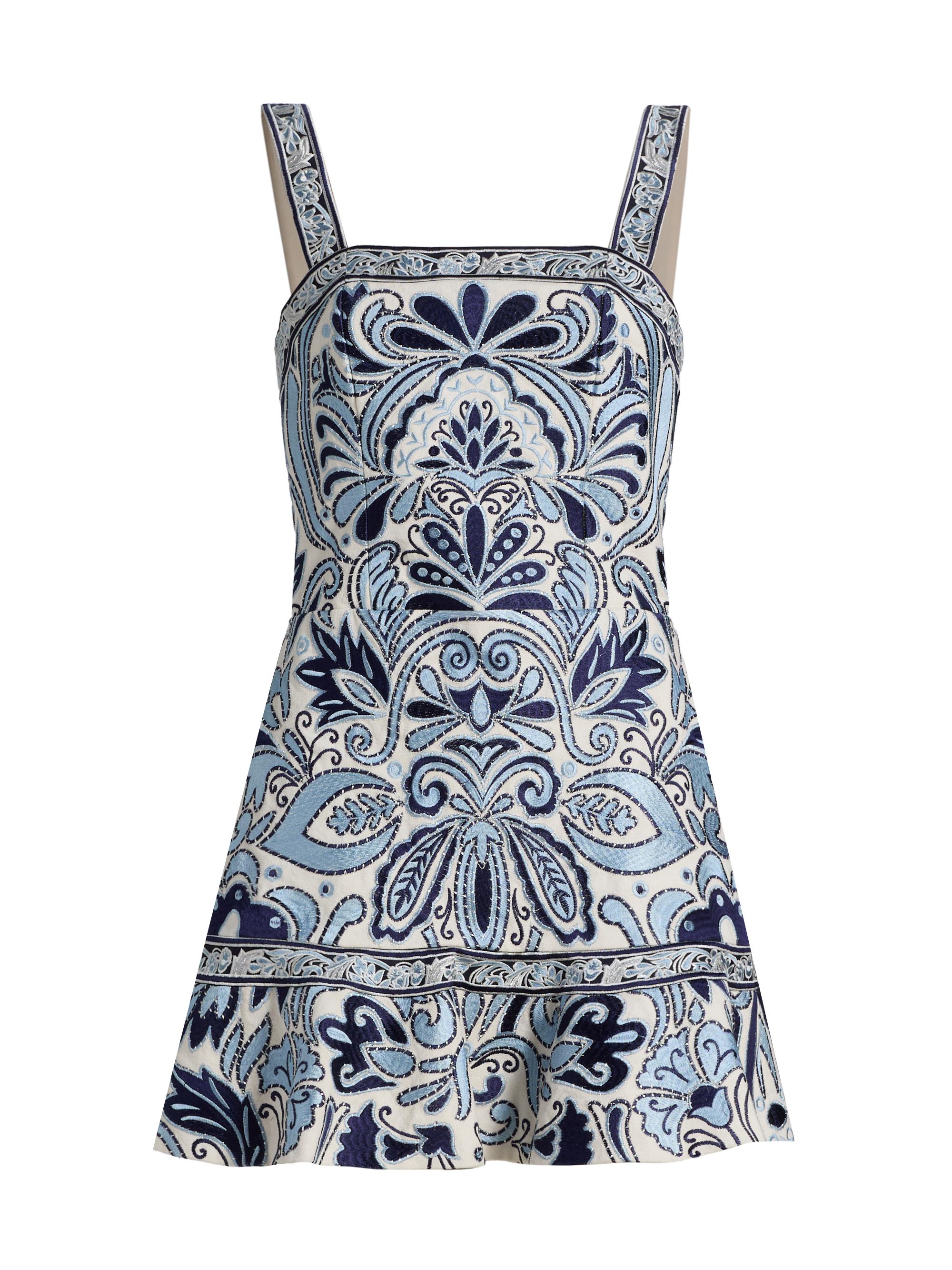 alice and olivia embroidered dress Forget Me Not Criss-Cross Back Lace Bodycon Dress Navy main image 1
