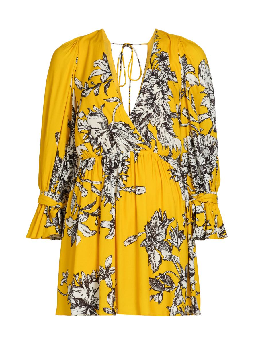 ALICE + OLIVIA Clarissa Floral Plunging Minidress | Saks Fifth Avenue