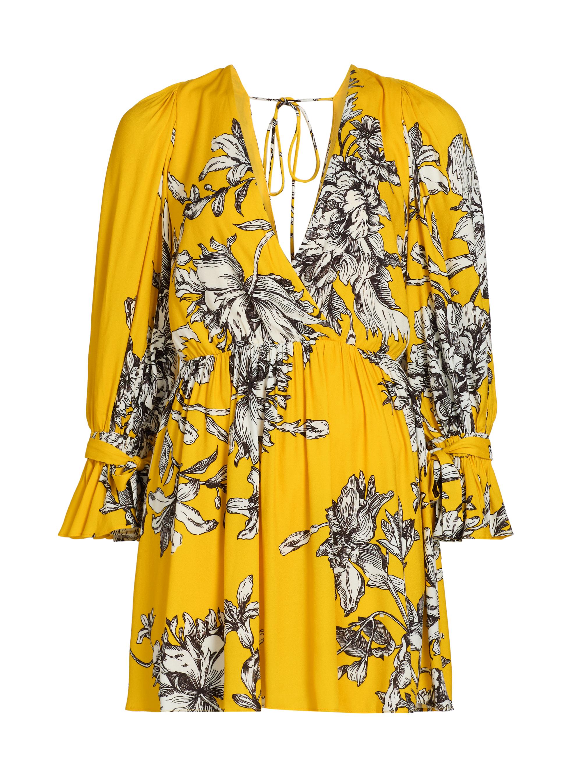 ALICE + OLIVIA Women's Clarissa Floral Plunging Minidress - Blooming Wild Golden Hour