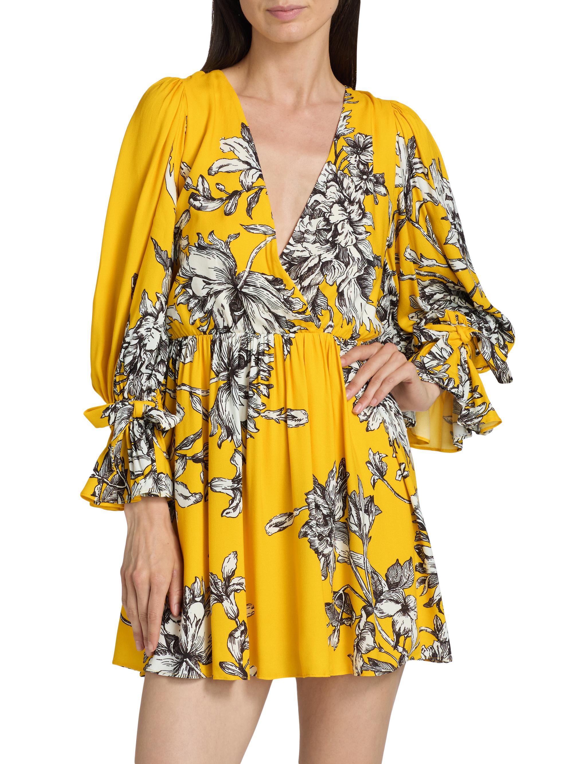 ALICE + OLIVIA Clarissa Floral Plunging Minidress | Saks Fifth Avenue