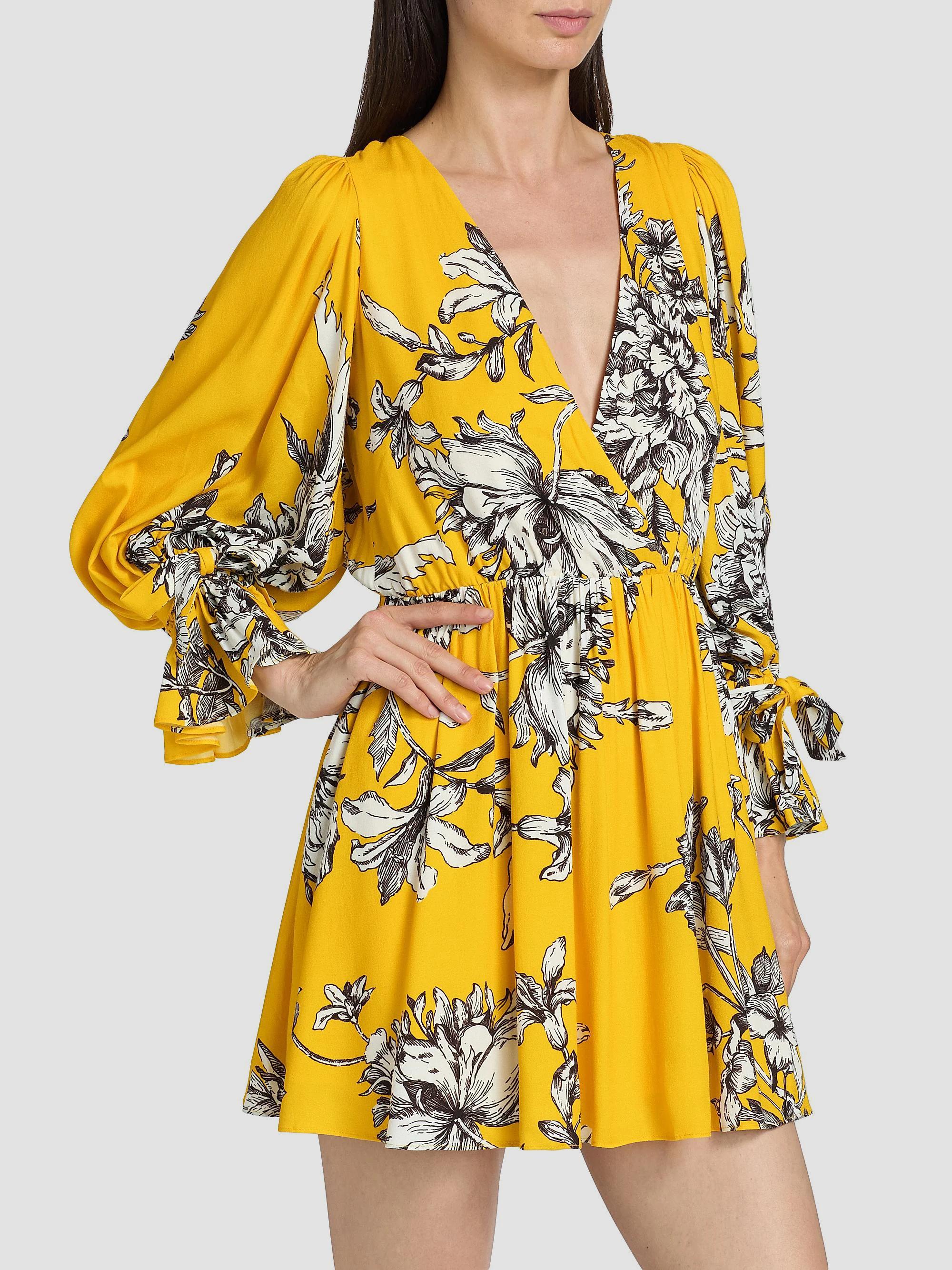 ALICE + OLIVIA Clarissa Floral Plunging Minidress | Saks Fifth Avenue