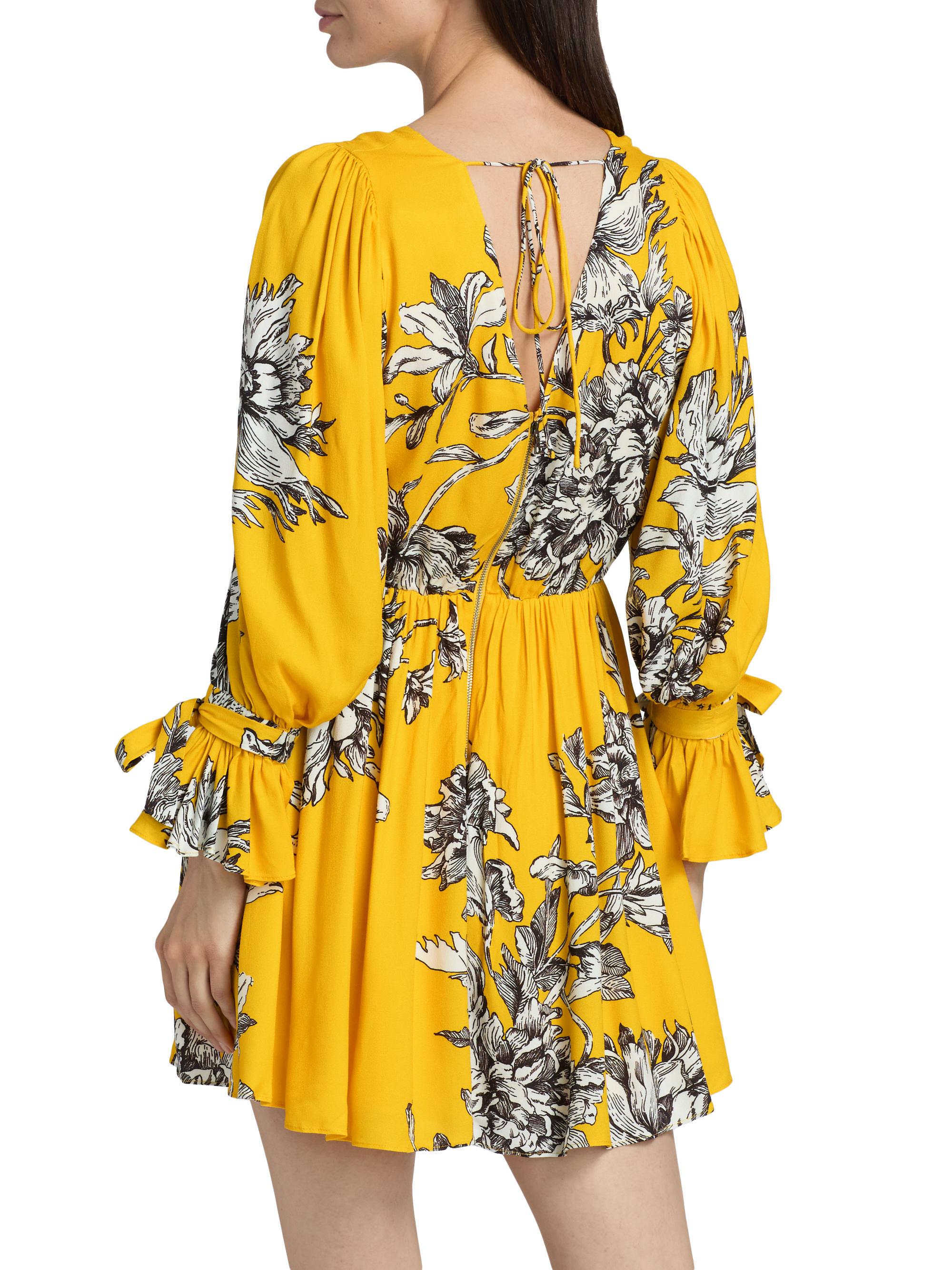 ALICE + OLIVIA Clarissa Floral Plunging Minidress | Saks Fifth Avenue