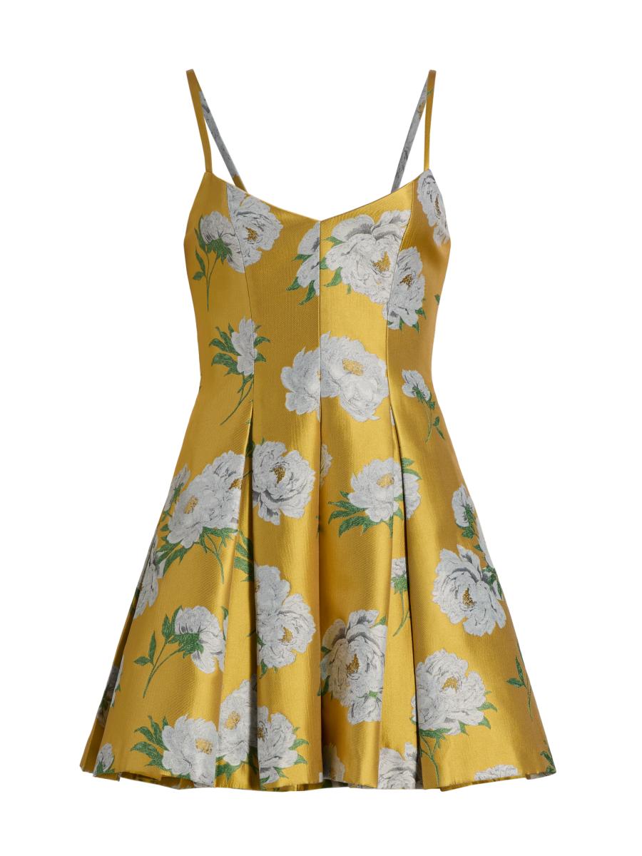 Alice + Olivia Isabelle Floral Pleated Flared Minidress