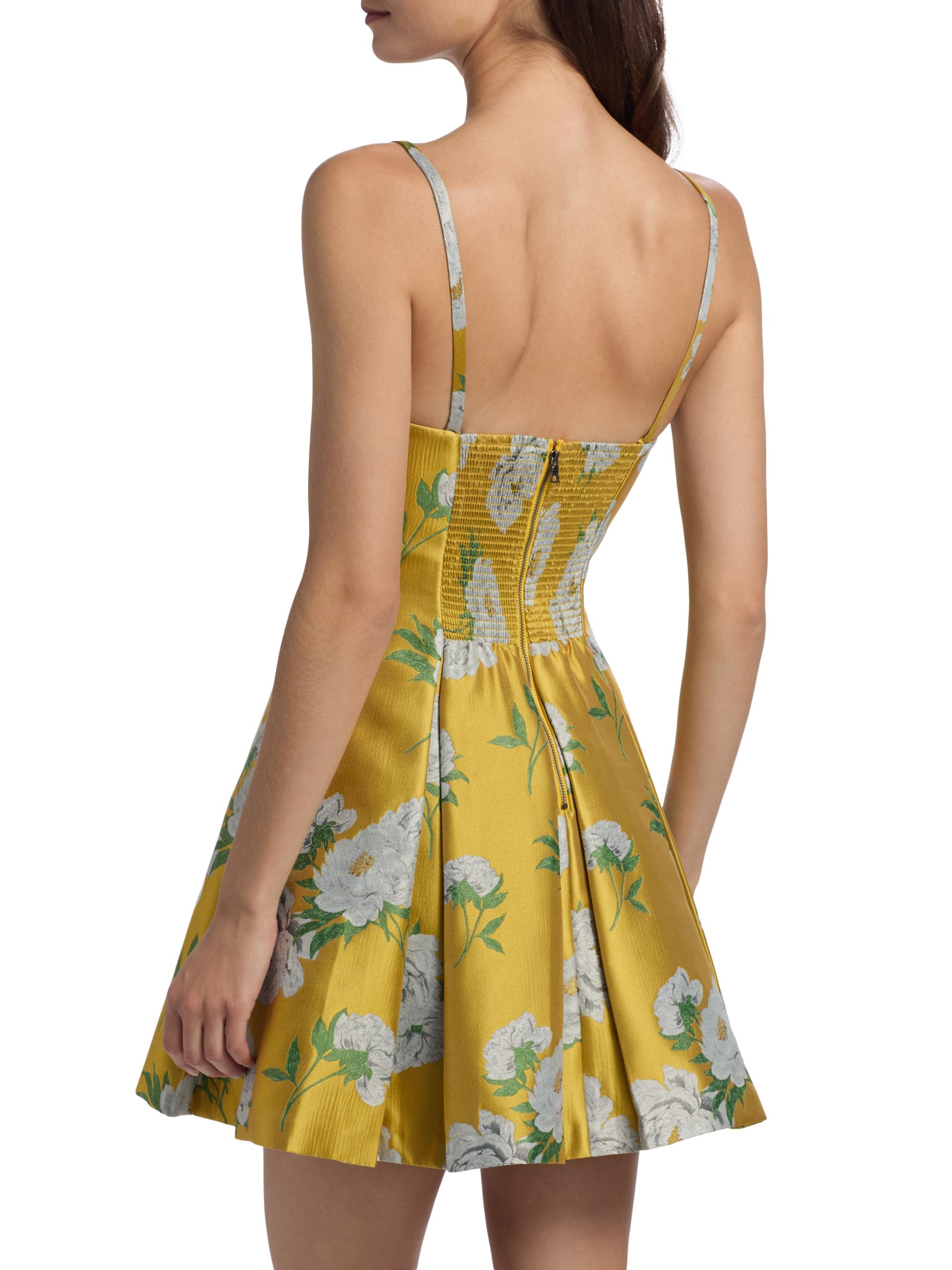 ALICE + OLIVIA Isabelle Floral Pleated Flared Minidress | Saks