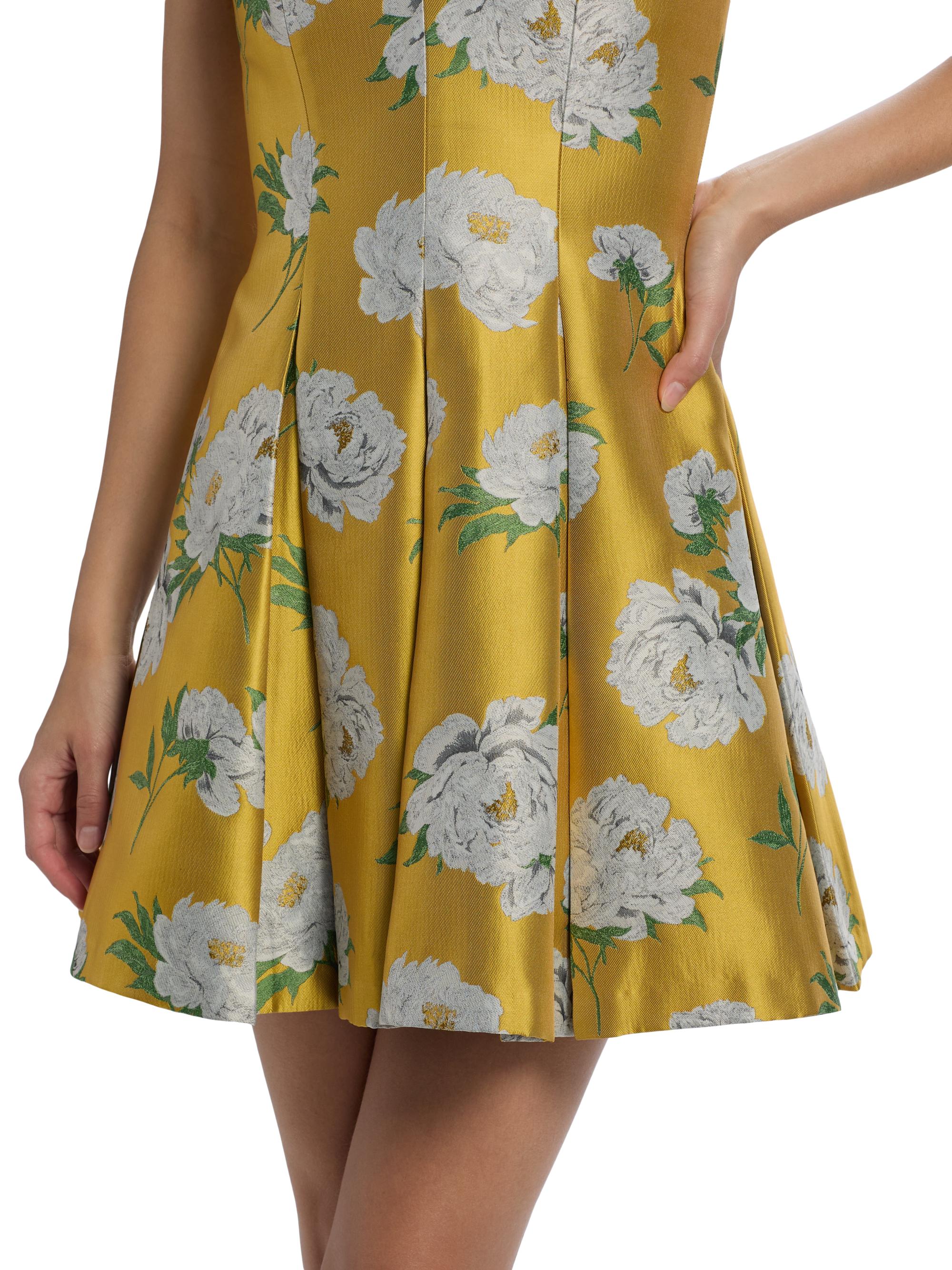 ALICE + OLIVIA Isabelle Floral Pleated Flared Minidress | Saks